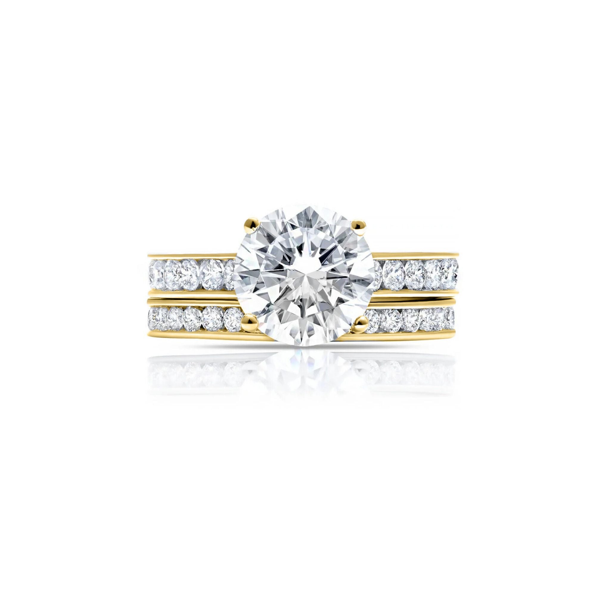 4ct Brilliant Cut Ring Set Finished in Gold - CRISLU