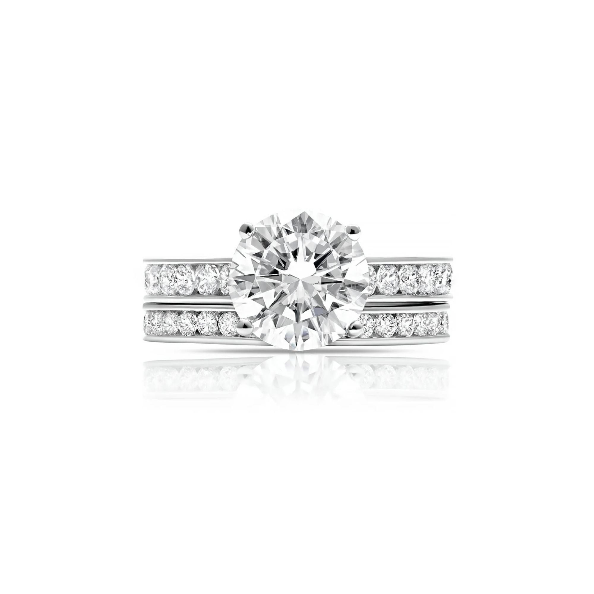 4ct Brilliant Cut Ring Set Finished in Platinum - CRISLU