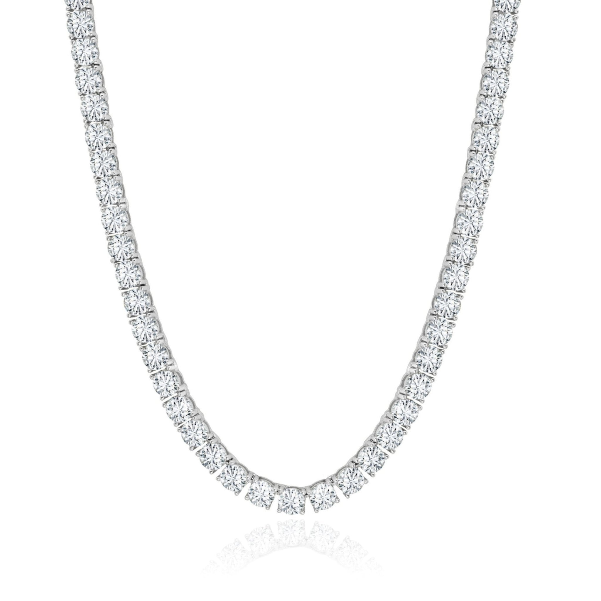 4mm Brilliant Cut Tennis Necklace Finished in Platinum - CRISLU
