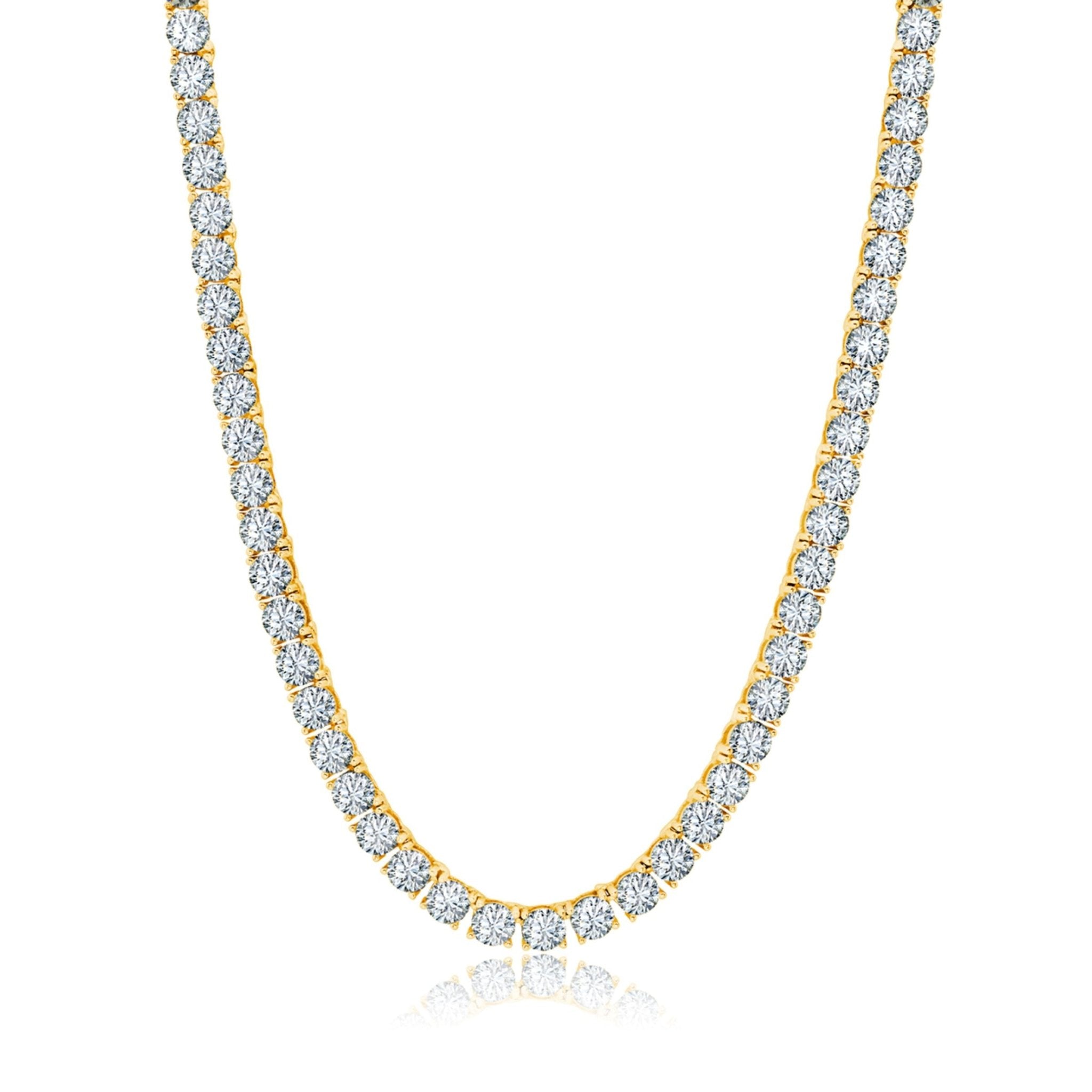 4mm Brilliant Tennis Necklace Finished in Gold - CRISLU