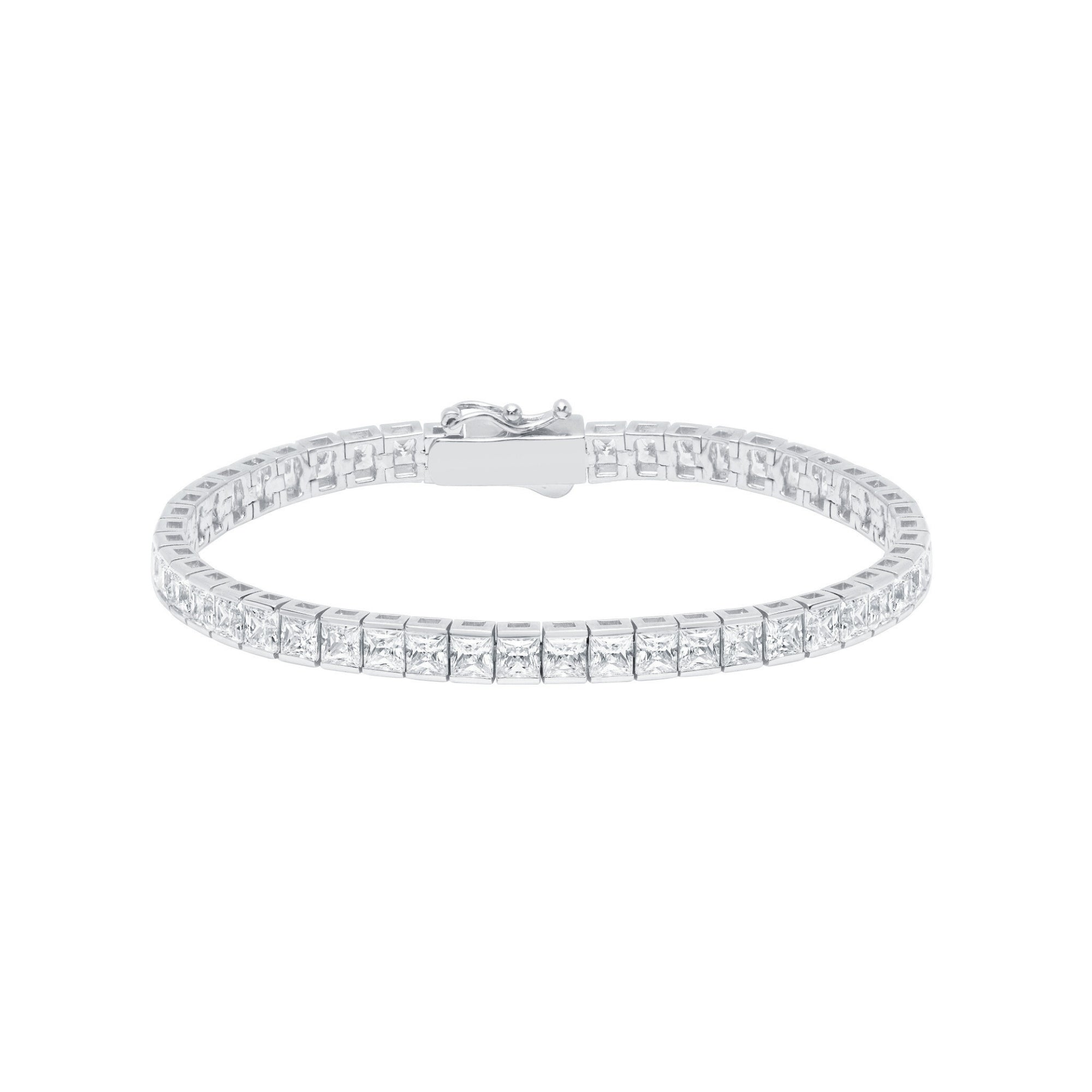 4mm Princess Tennis Bracelet Finished in Platinum - CRISLU