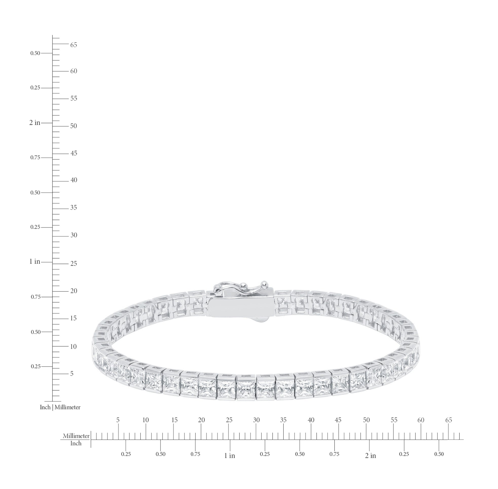4mm Princess Tennis Bracelet Finished in Platinum - CRISLU