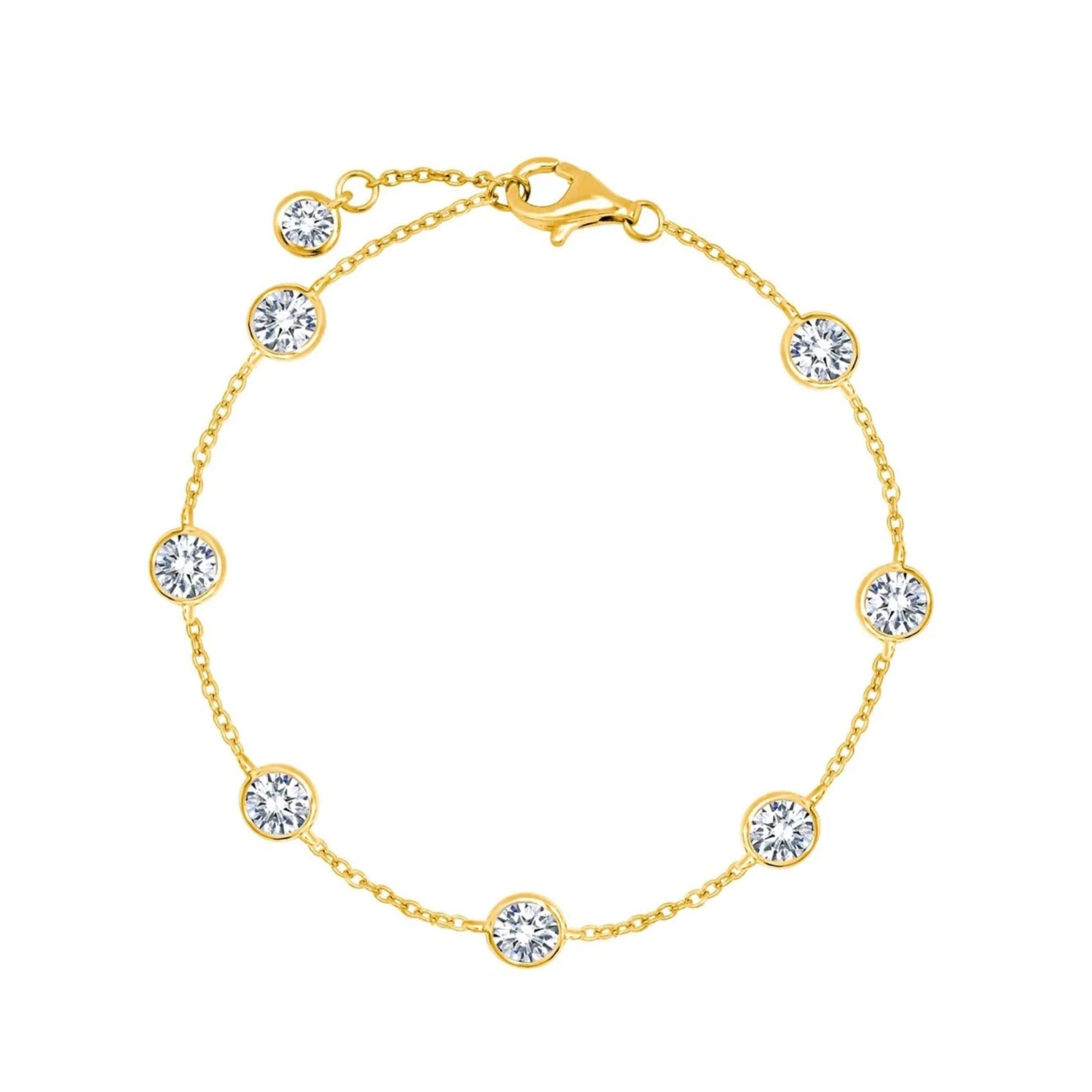 4mm Station Anklet Finished in Gold - CRISLU