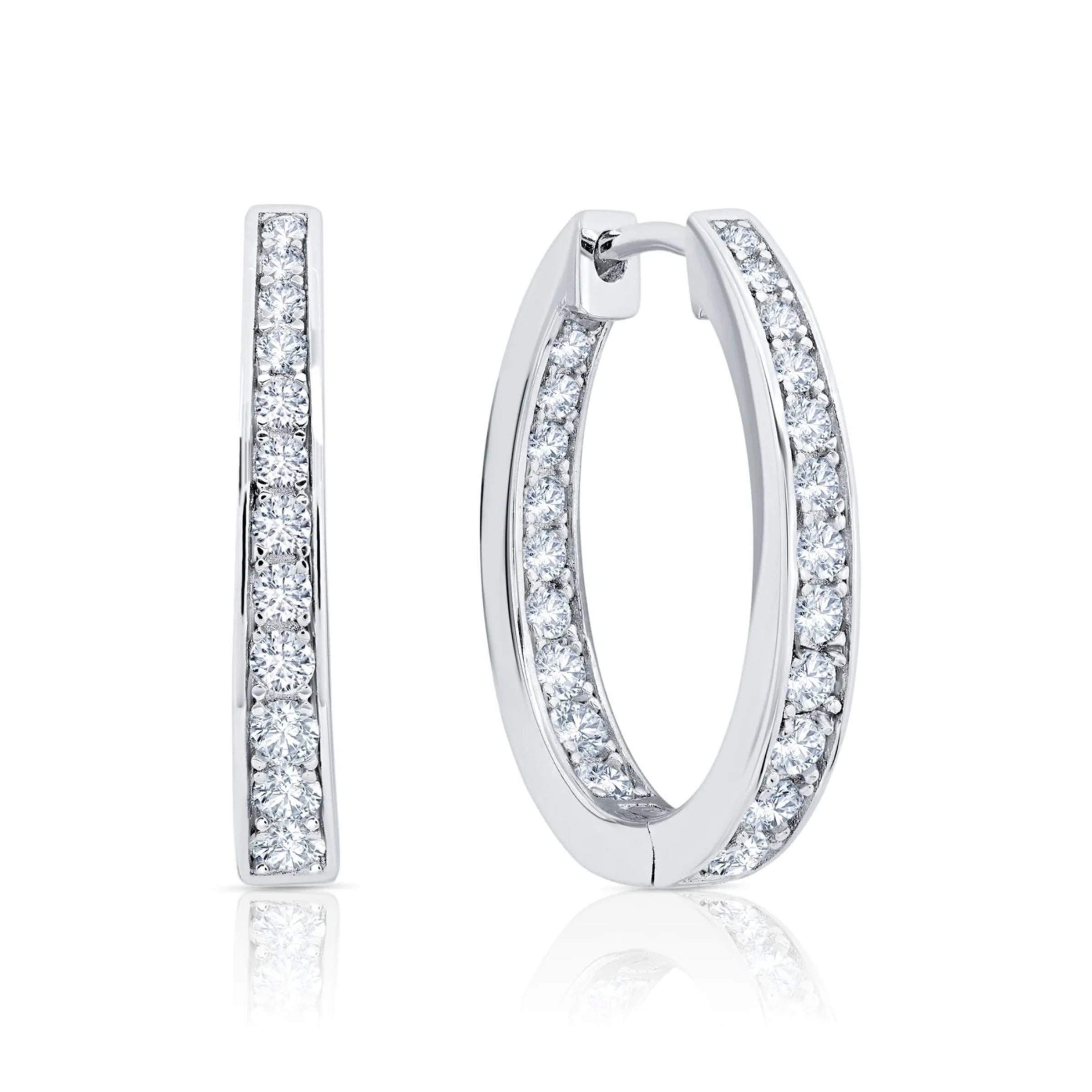 Hinge Hoop Earrings Finished in Platinum