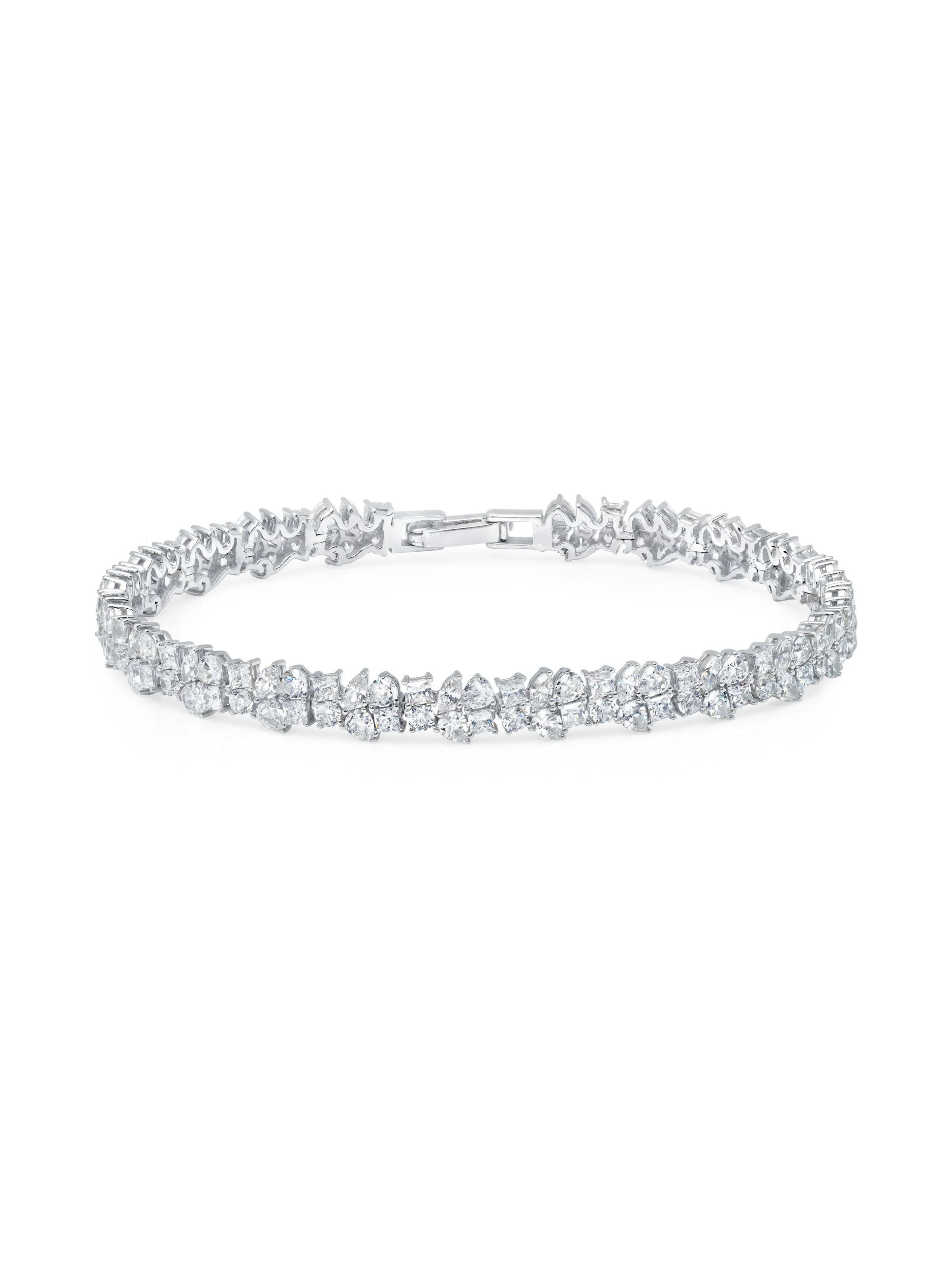 Multi Cluster Bracelet Finished in Pure Platinum
