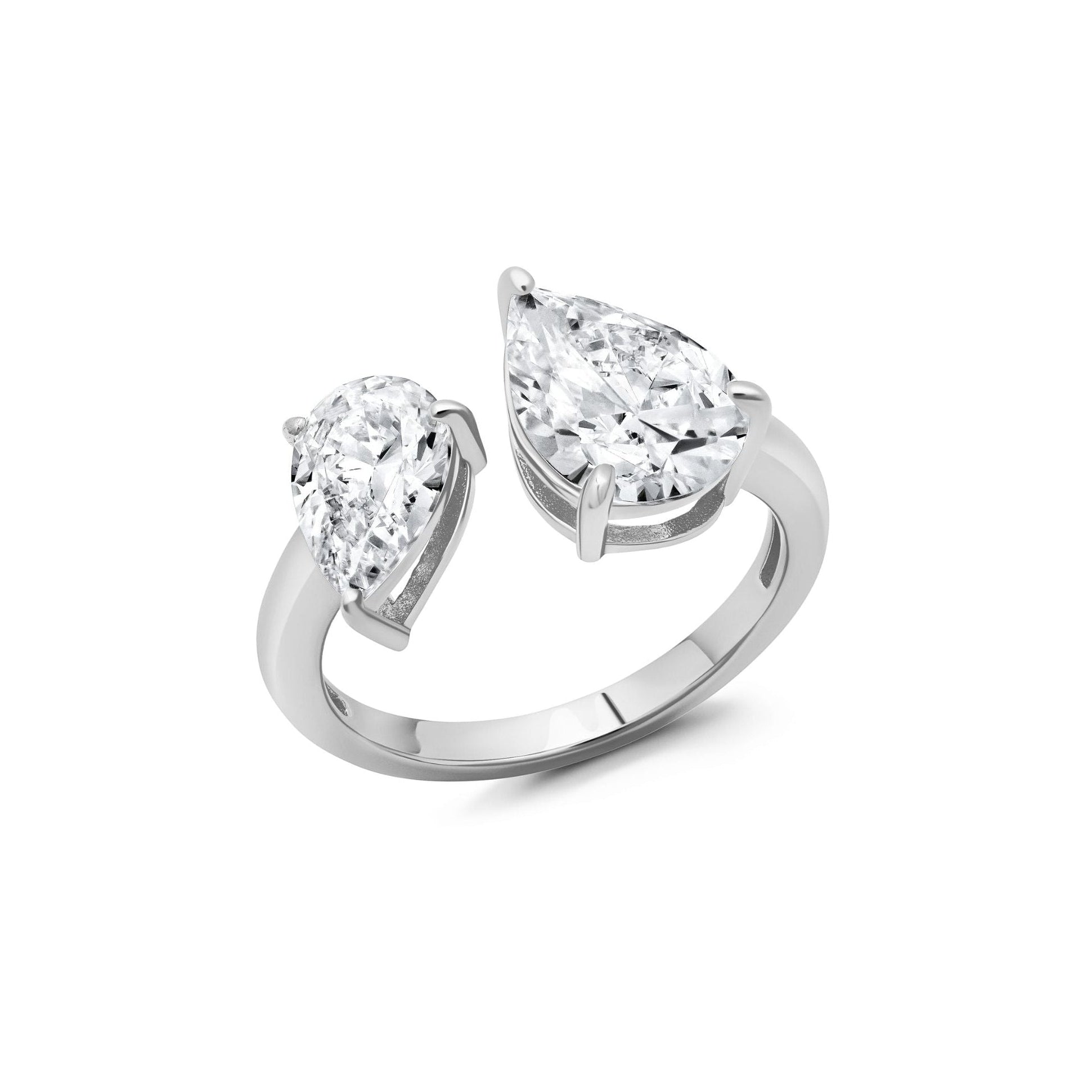 Toi et Moi Pear Ring Finished in Platinum