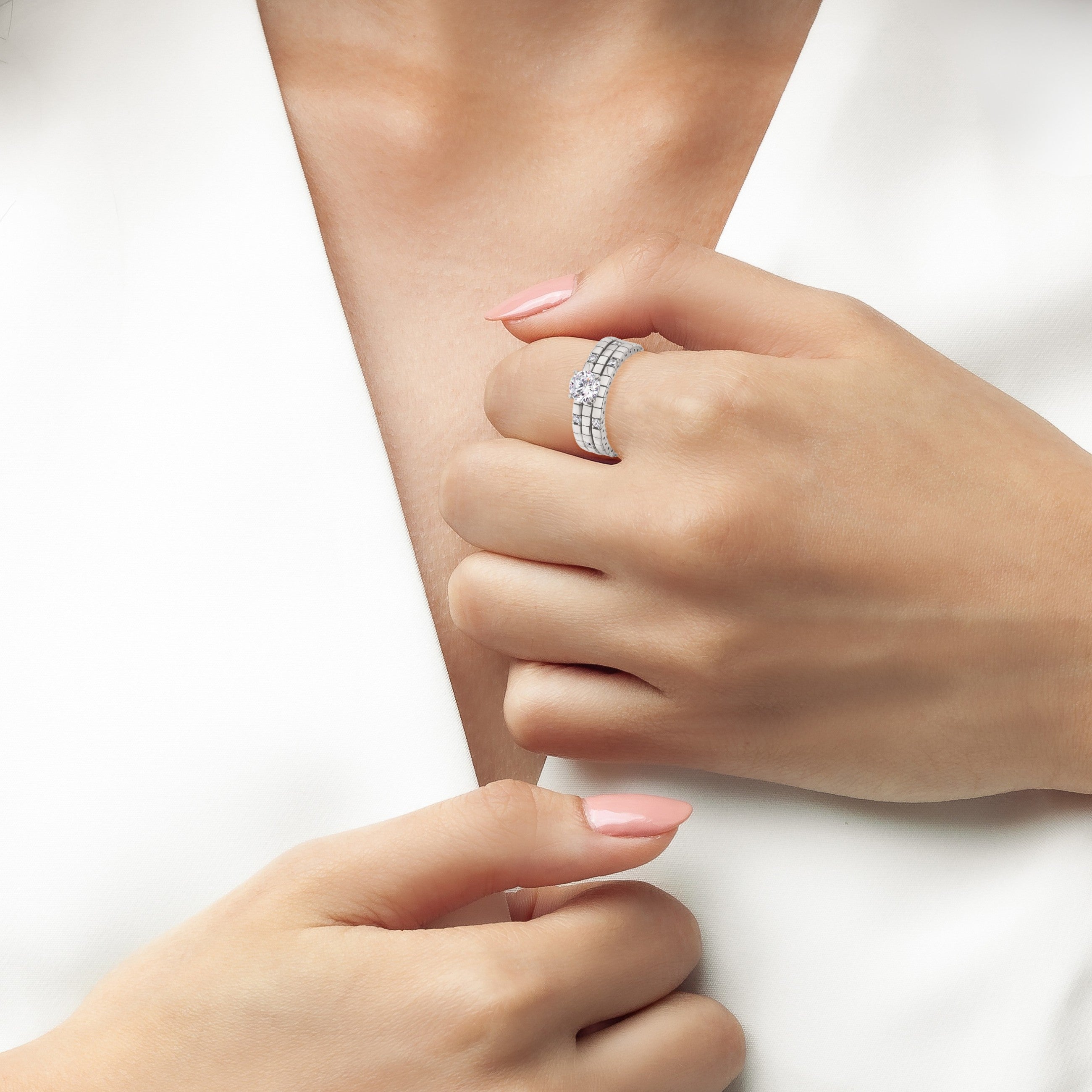 Pure Flex Solitaire Ring Finished in Platinum