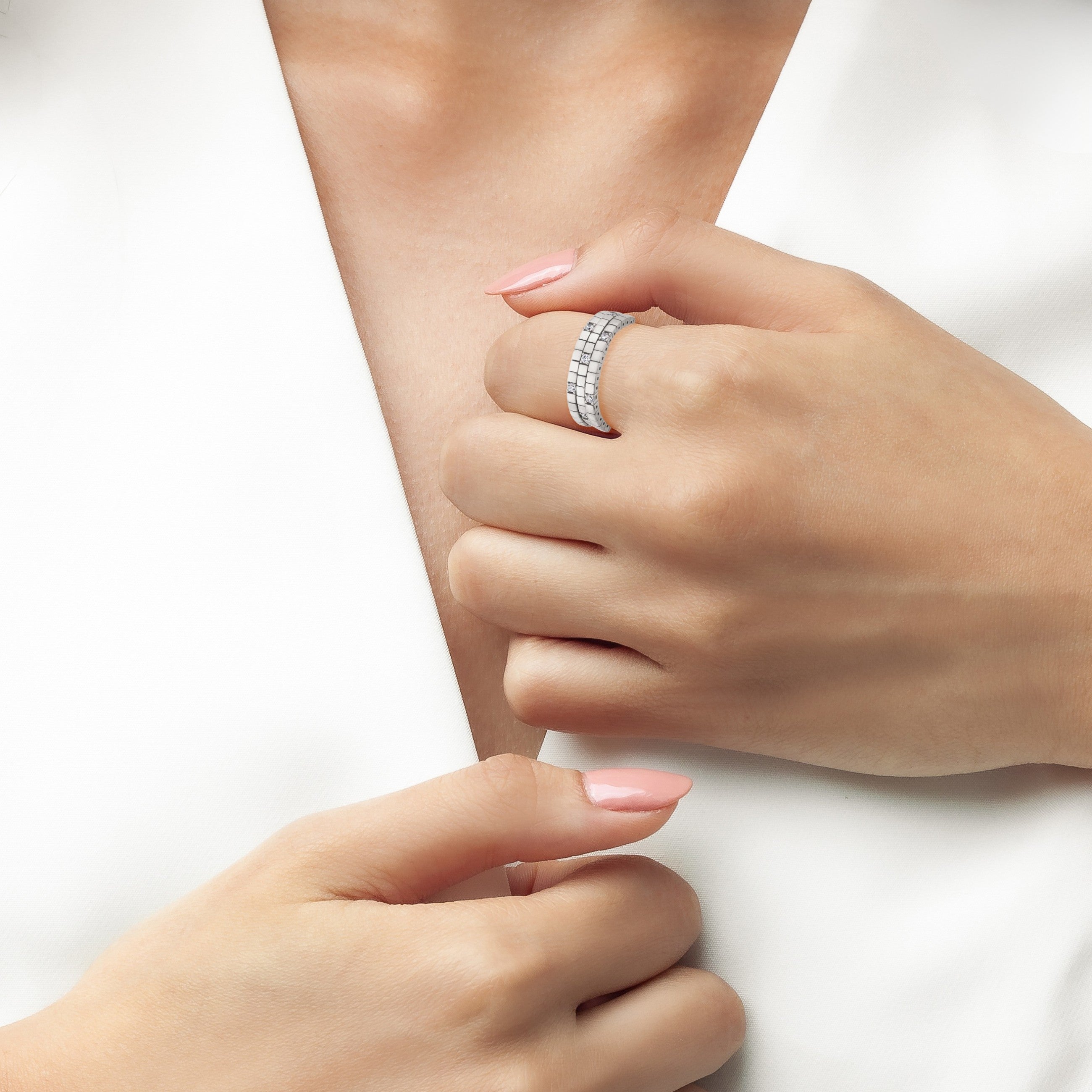 Pure Flex Three Row Ring Finished in Platinum