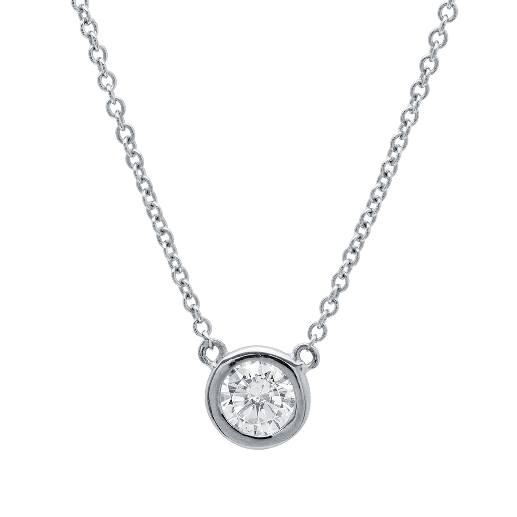 Solitaire Bezel Set Pendant Finished in Platinum
