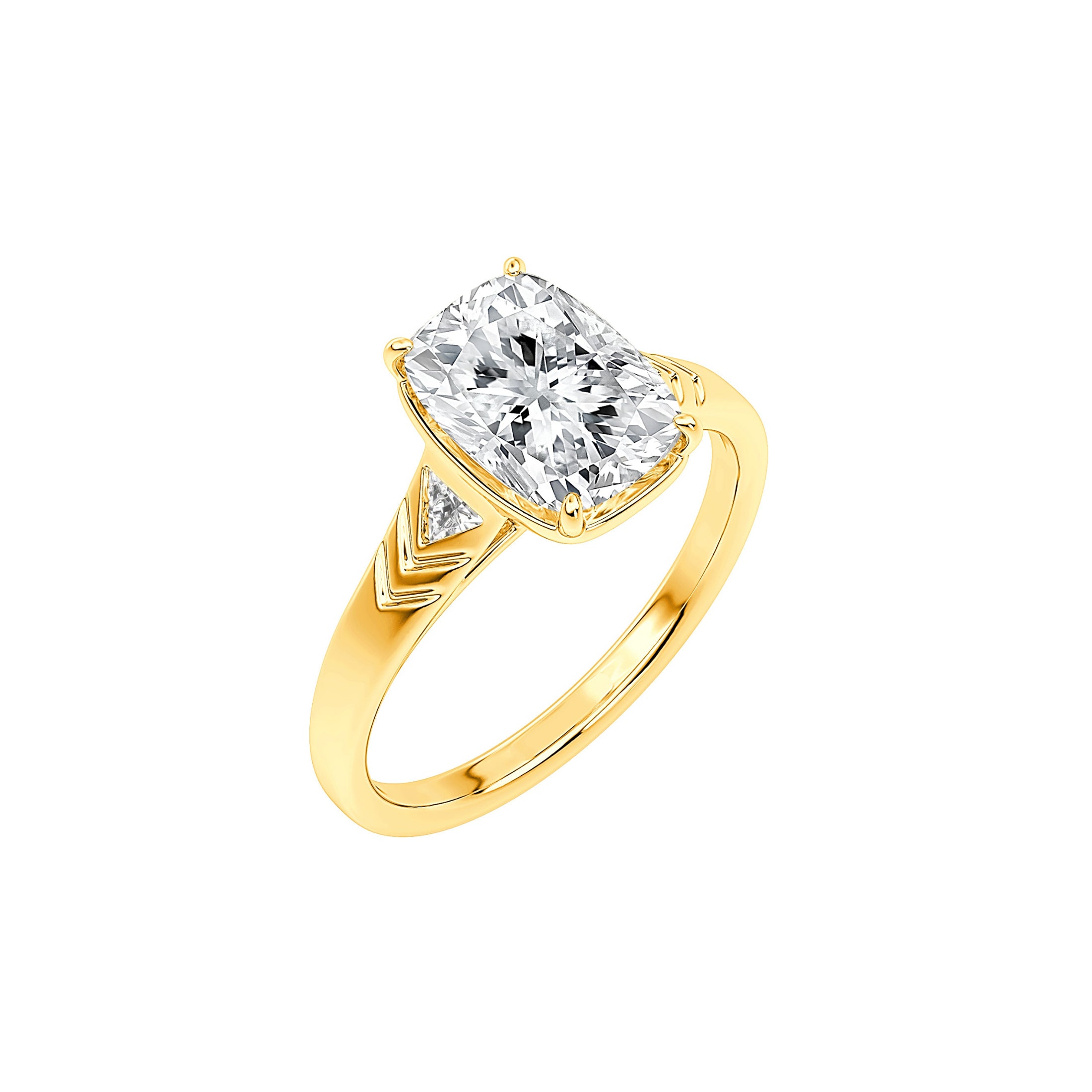 Chevron Gallery Cushion Ring
