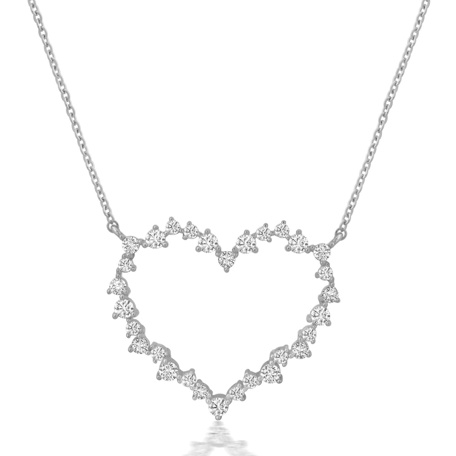 Adore Open Heart Necklace in Platinum - CRISLU