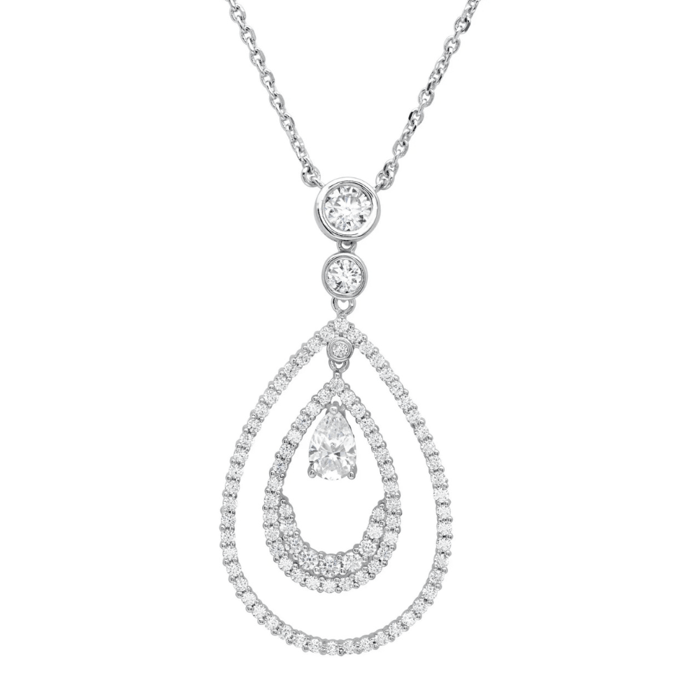 Andrew Prince by Crislu Pear Shape Double Loop Drop Necklace - CRISLU