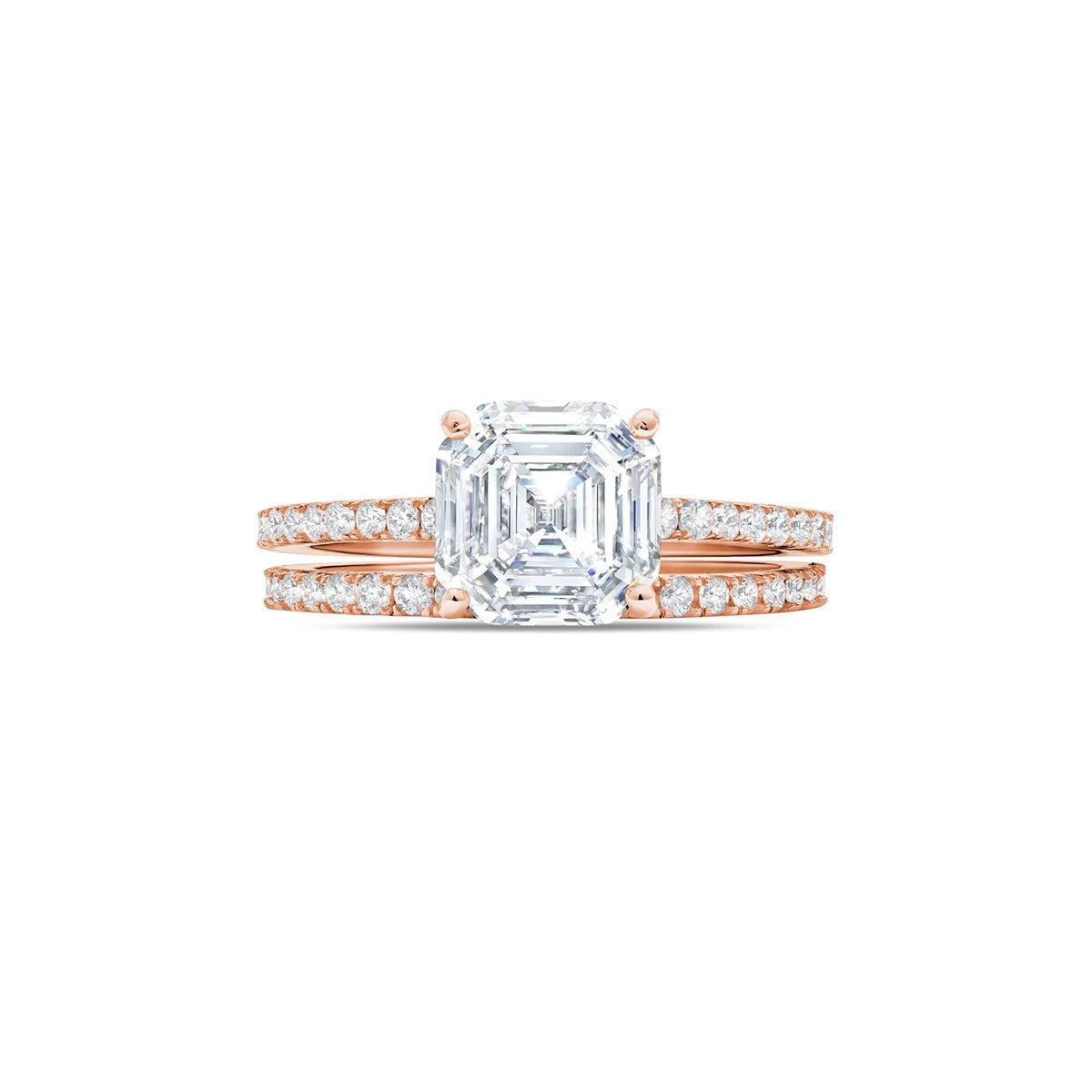 Asscher Cut Solitaire and Pave Ring - CRISLU