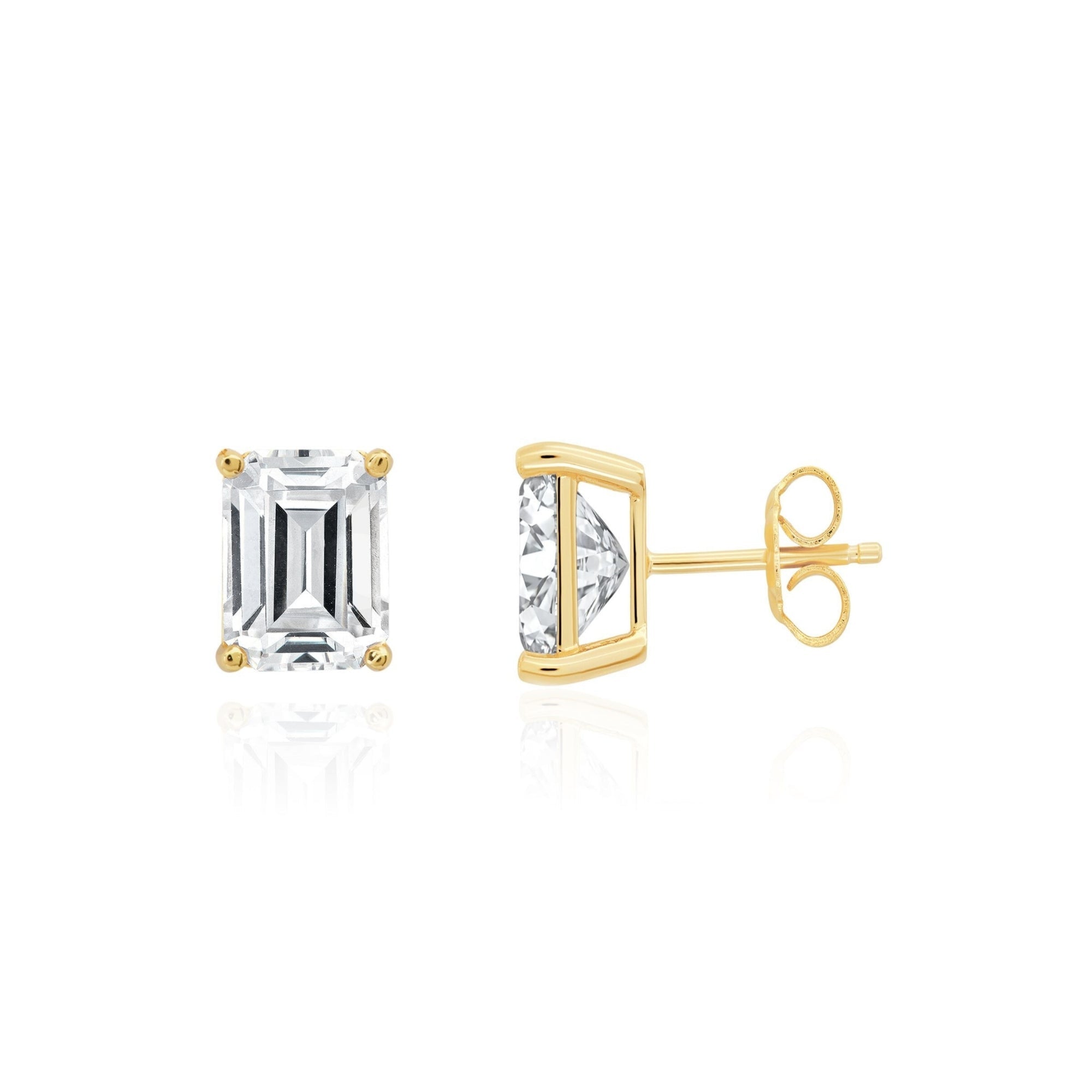 Baguette Cut Stud Earrings - CRISLU