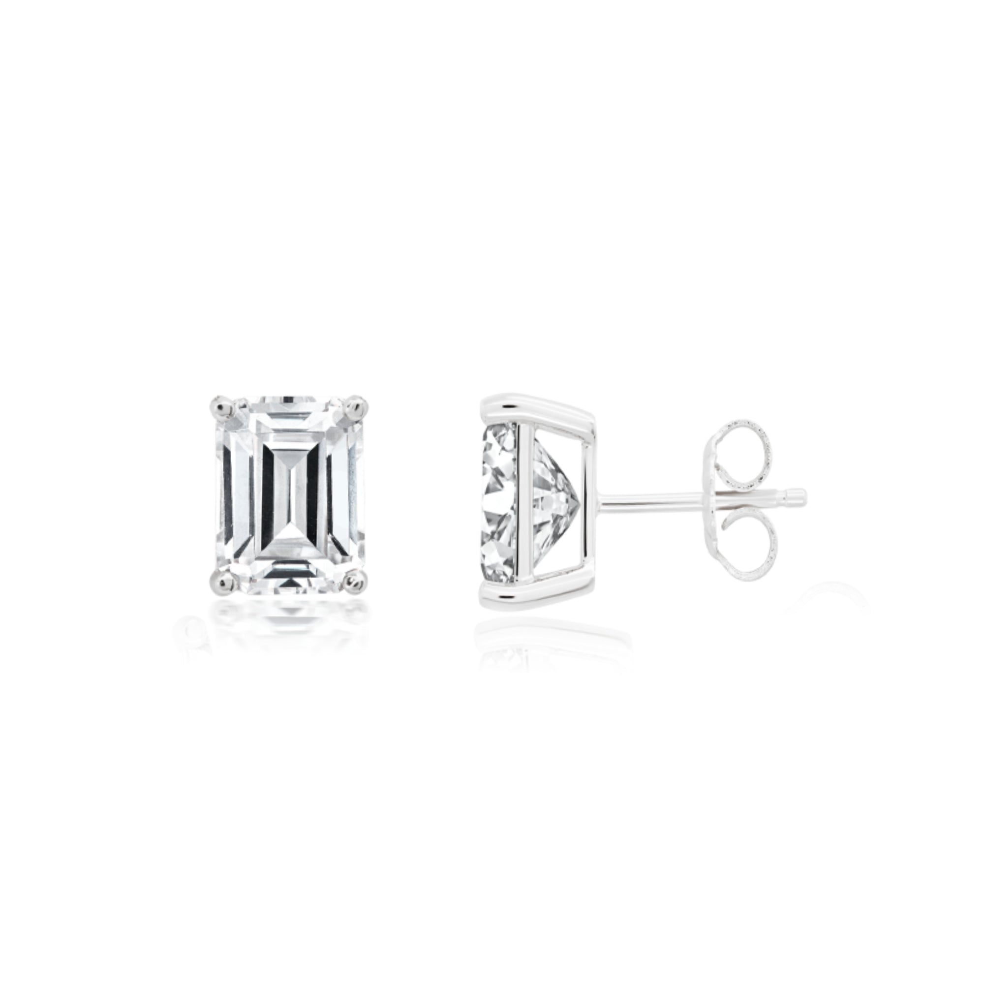 Baguette Stud Earrings Finished in Platinum - CRISLU