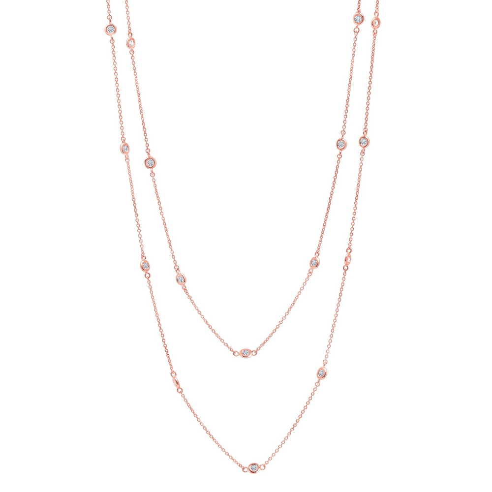 Bezel 36" Necklace Finished in 18kt Rose Gold - 2mm - CRISLU