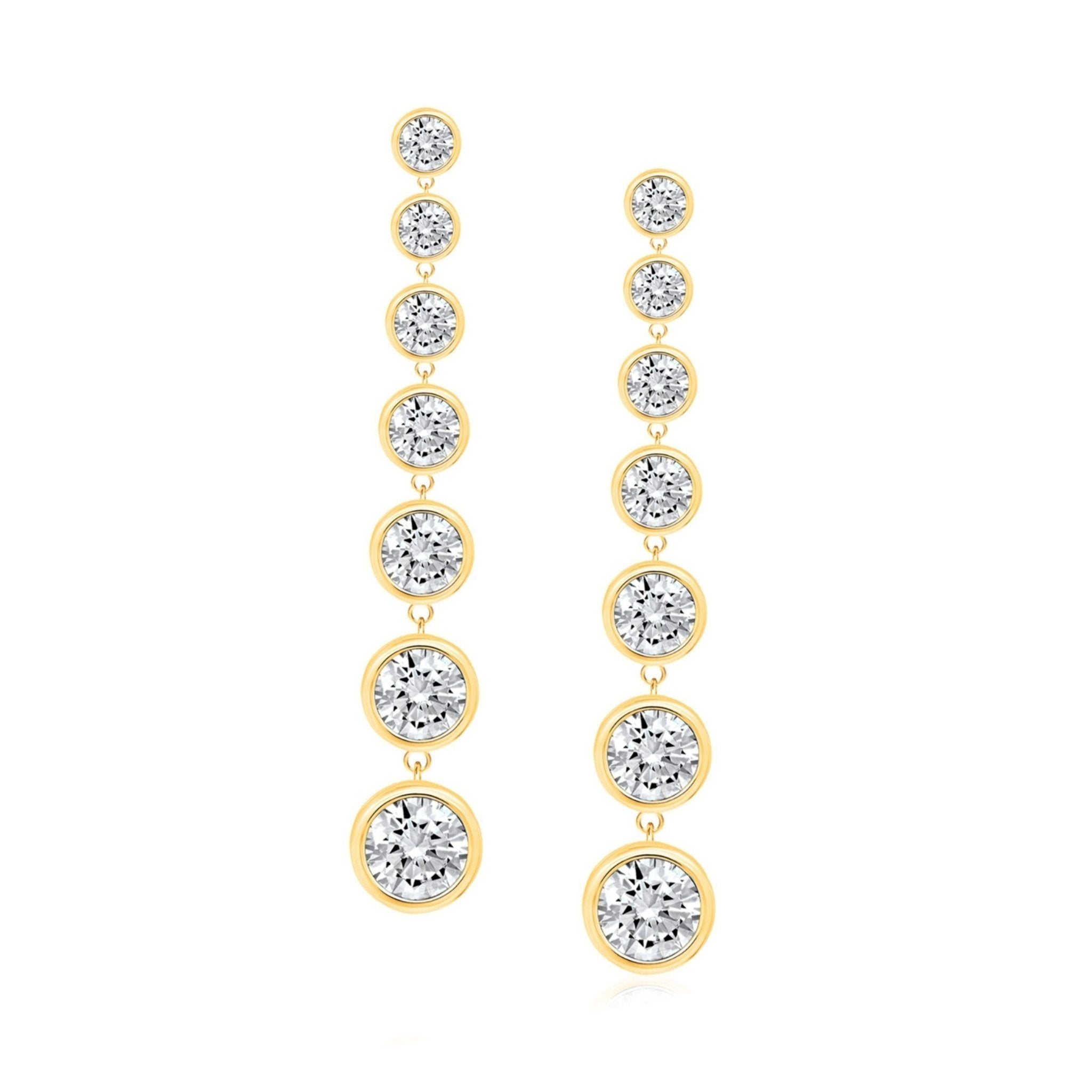 Bezel Set Drop Earrings Finished in 18kt Yellow Gold - CRISLU