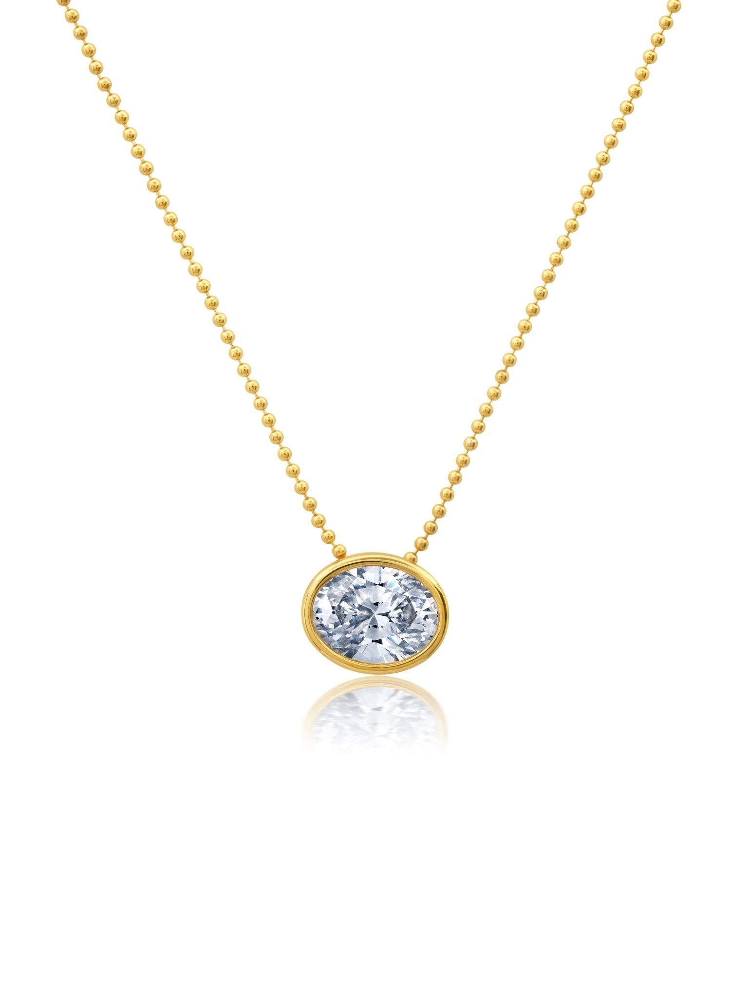 Bezel Set Oval Necklace in Gold - CRISLU
