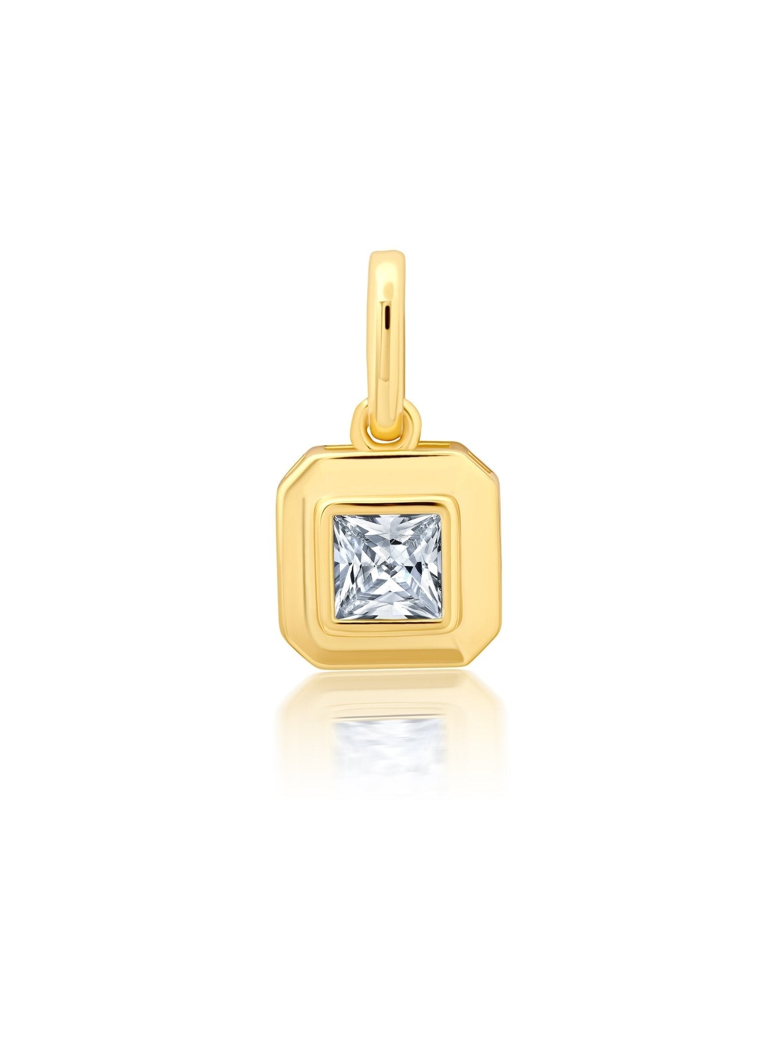 Bezel Set Princess Charm in Platinum - CRISLU