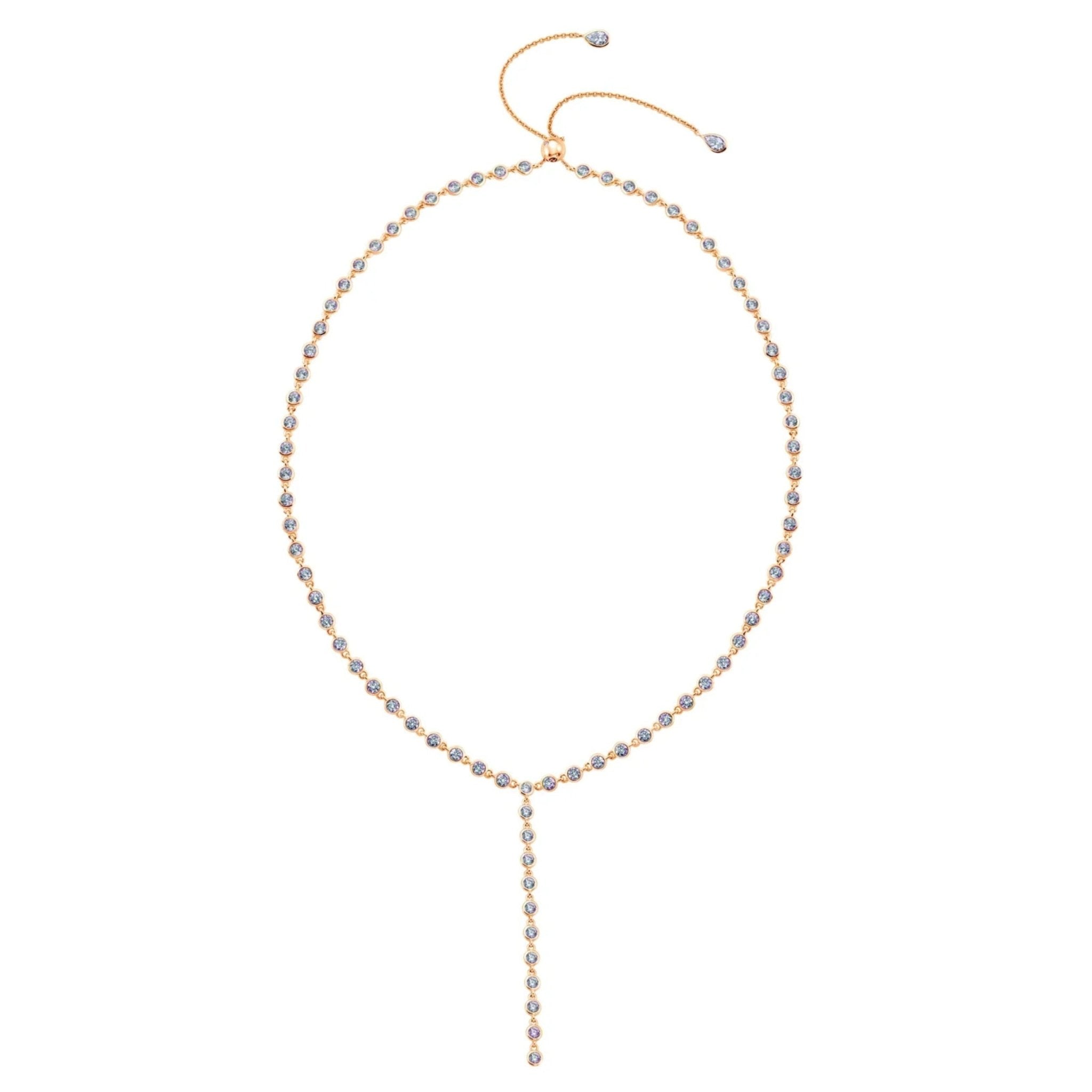 Bezel Y Drop Necklace Finished in 18kt Rose Gold - CRISLU
