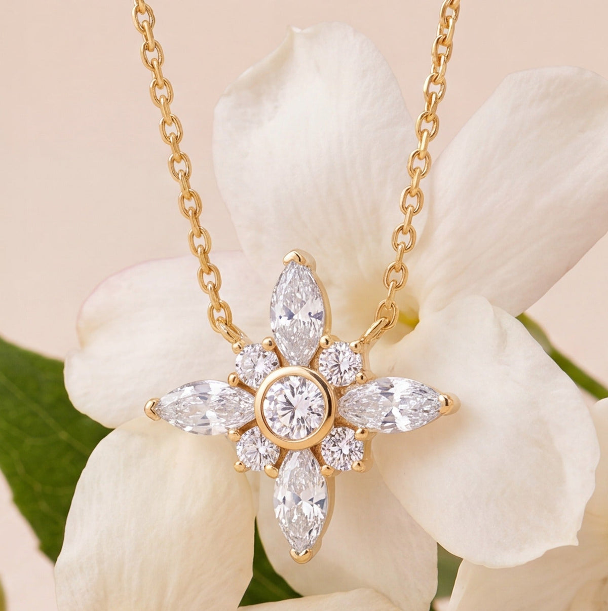 Bloom Marquise Floral Pendant Necklace - CRISLU