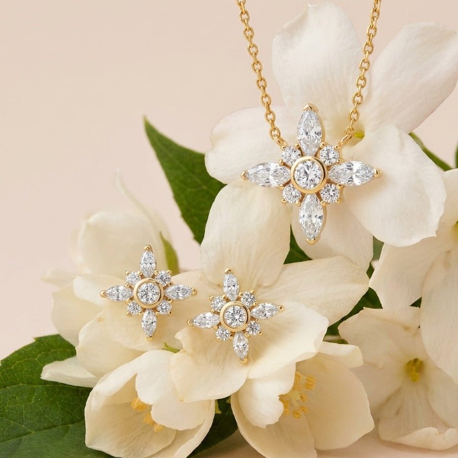 Bloom Marquise Floral Stud Earrings - CRISLU
