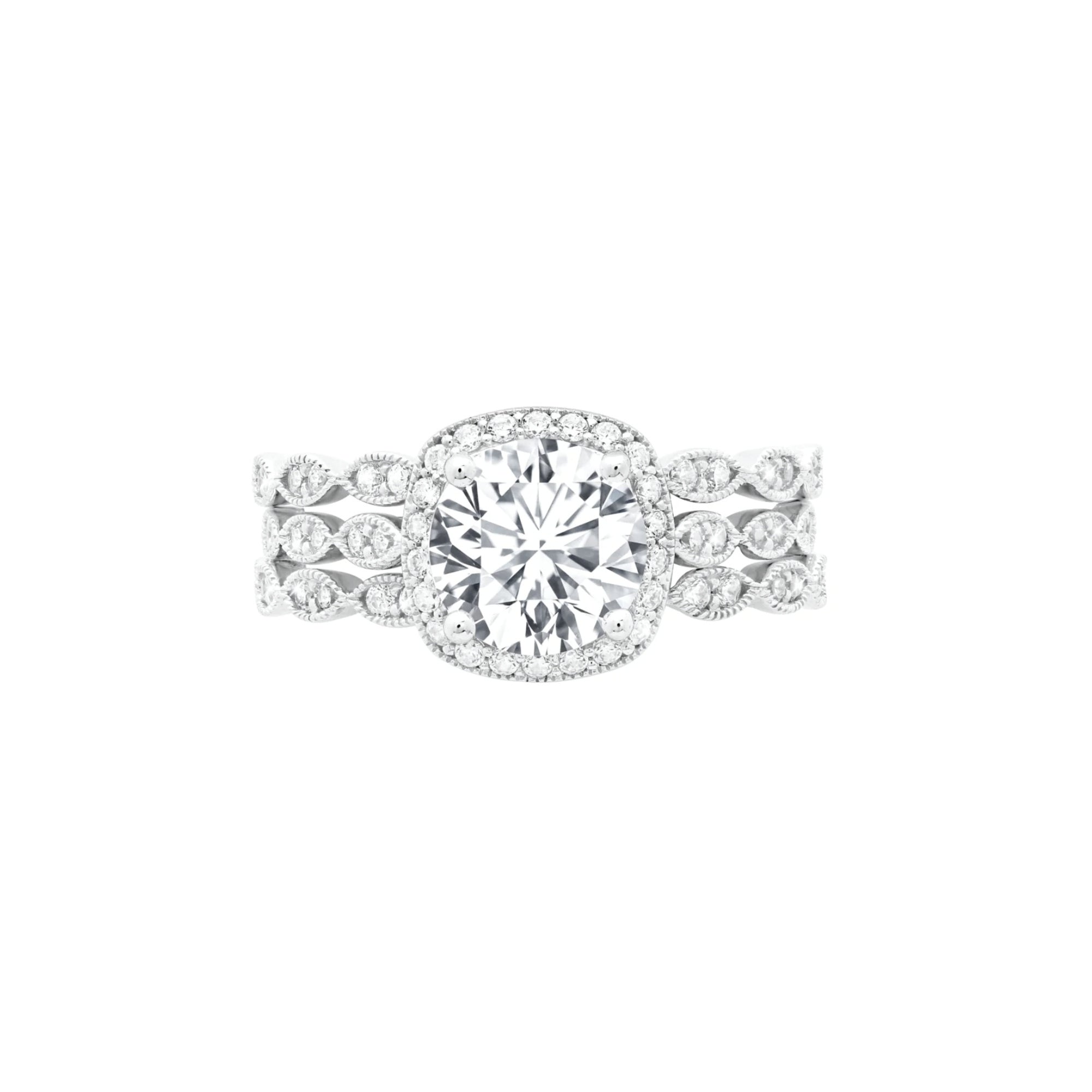 Brilliant Center Three Ring Stack Finished in Platinum - CRISLU