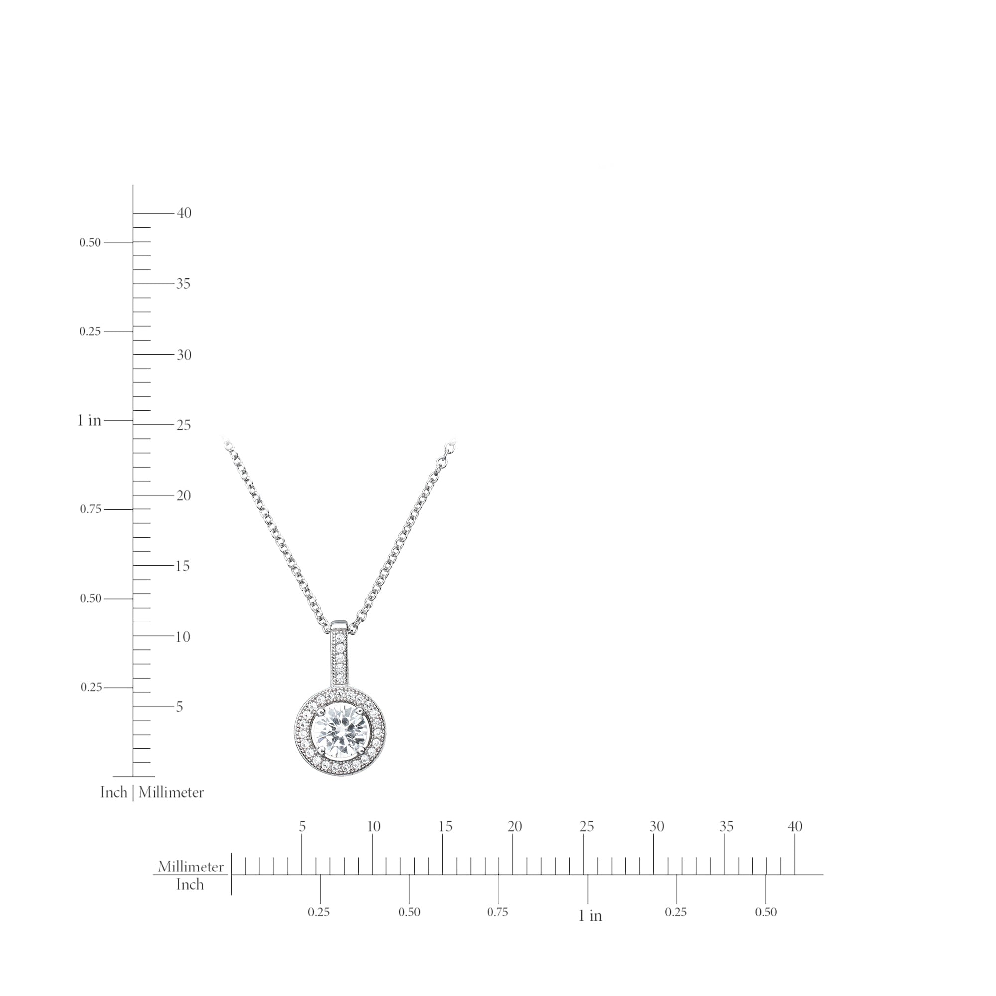 Brilliant Cut Halo Pendant Finished in Platinum - CRISLU