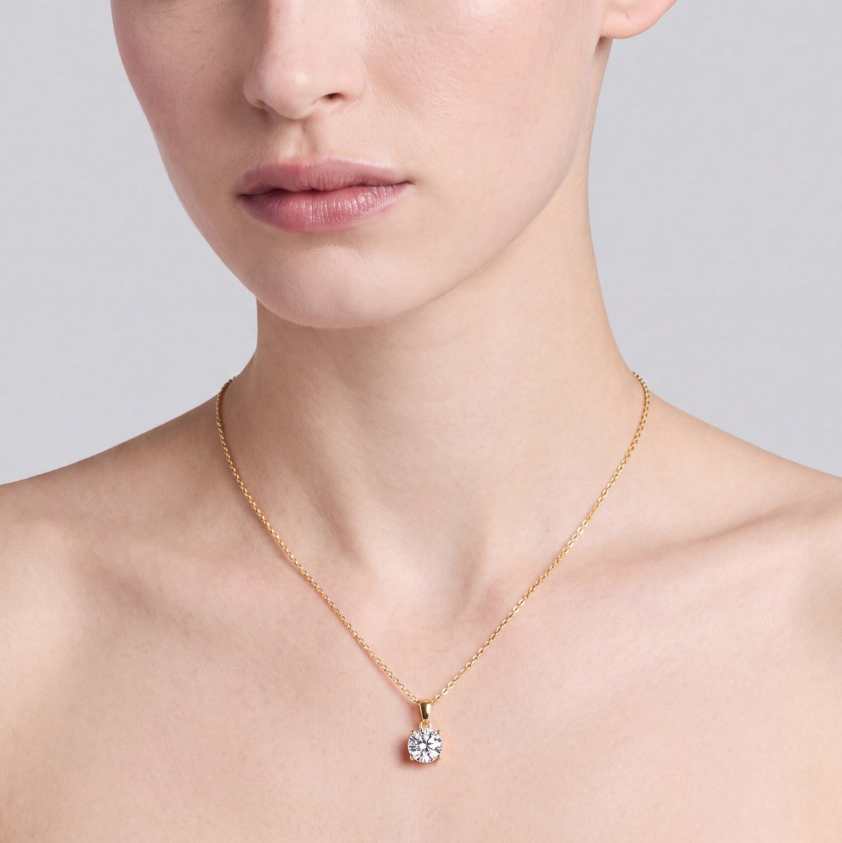 Brilliant Cut Solitaire Pendant Necklace - CRISLU