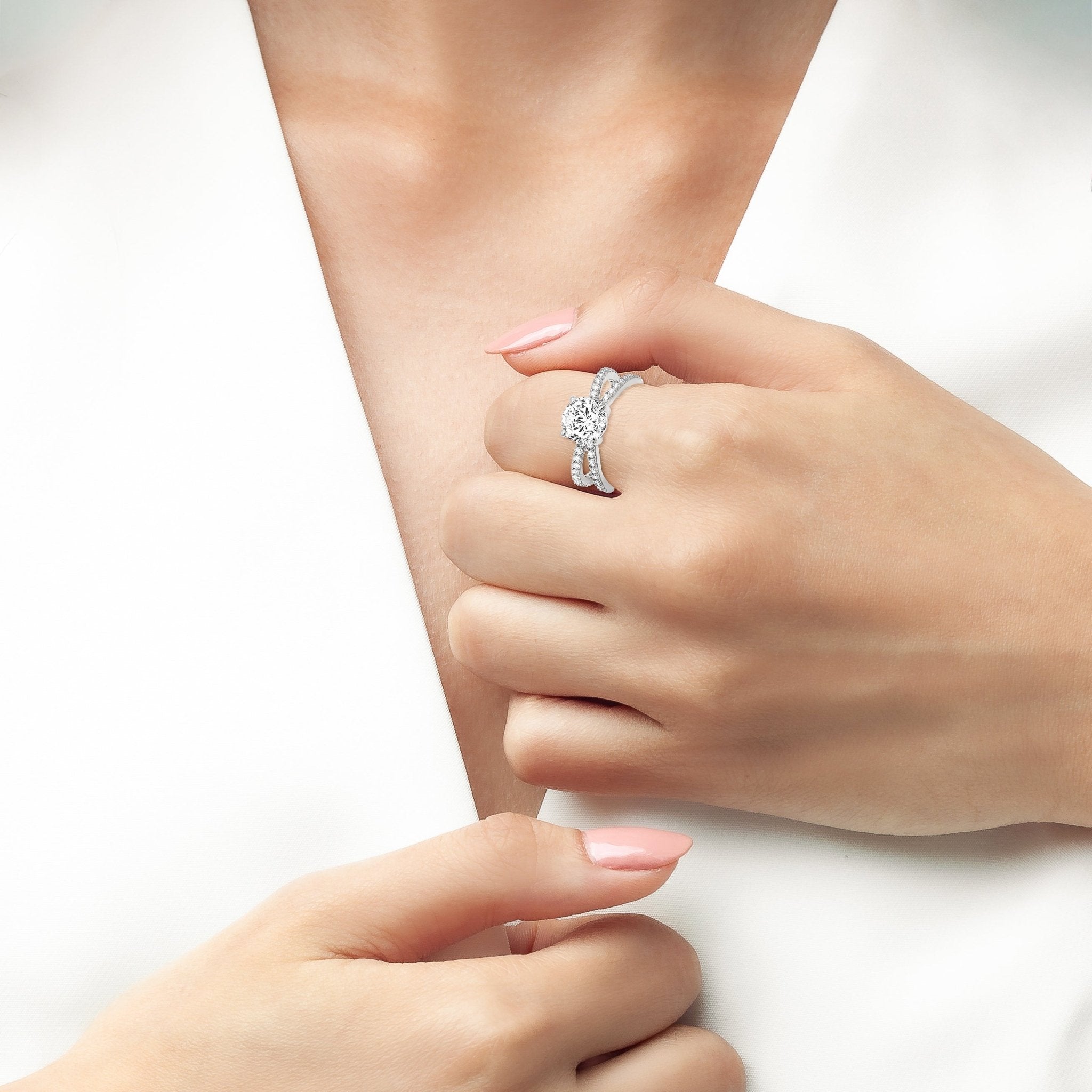 Brilliant Cut Unity Ring Finished in Platinum - CRISLU