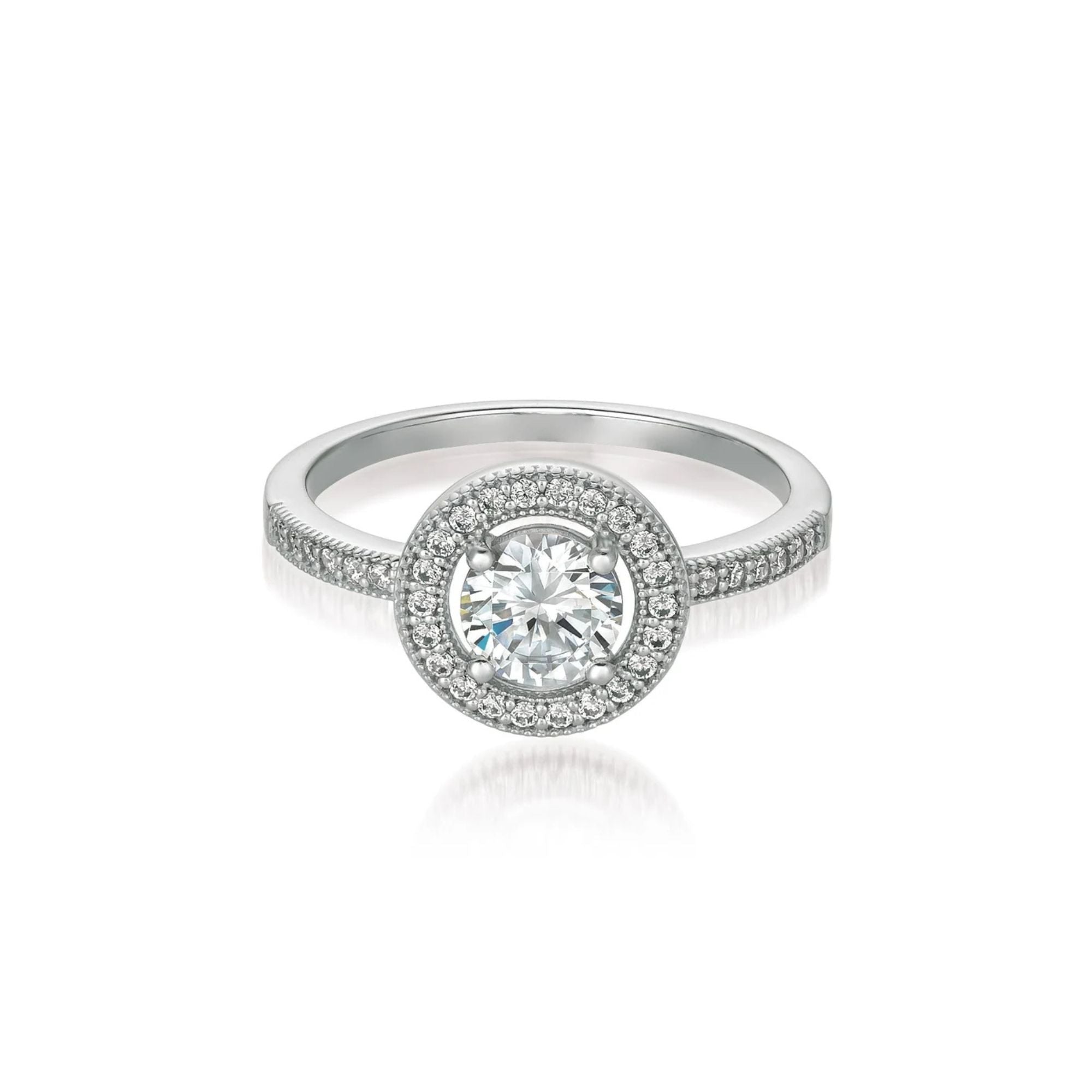 Brilliant Halo Ring Finished in Pure Platinum - CRISLU