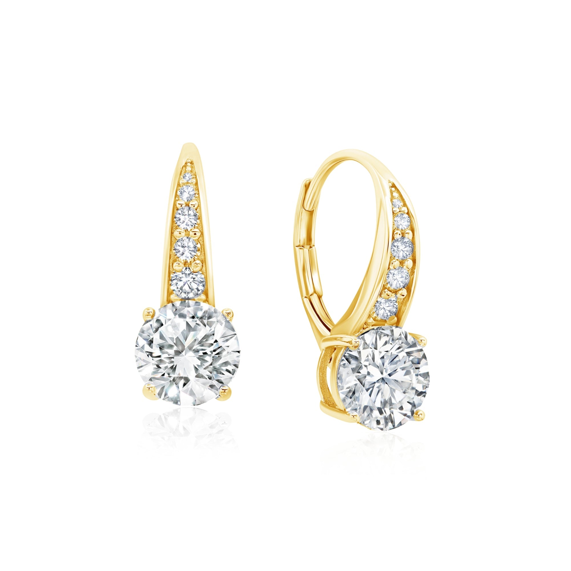 Brilliant Leverback Drop Earrings Finished in Gold - CRISLU