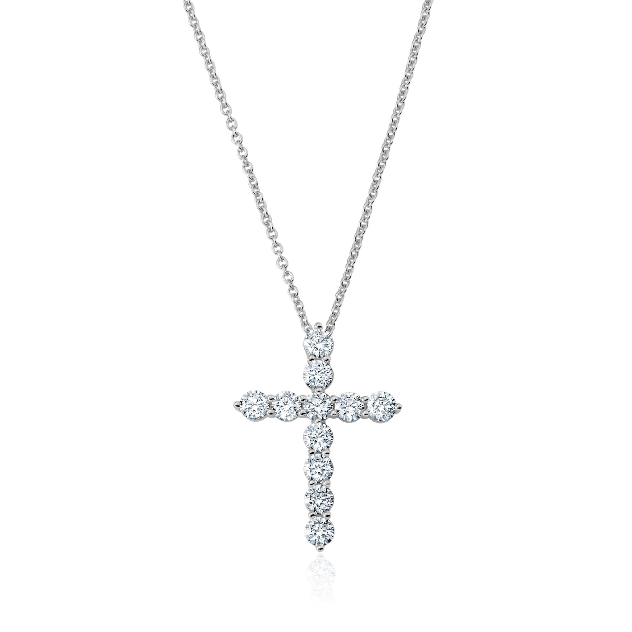 Brilliant Round Cross Necklace Finished in Platinum - CRISLU