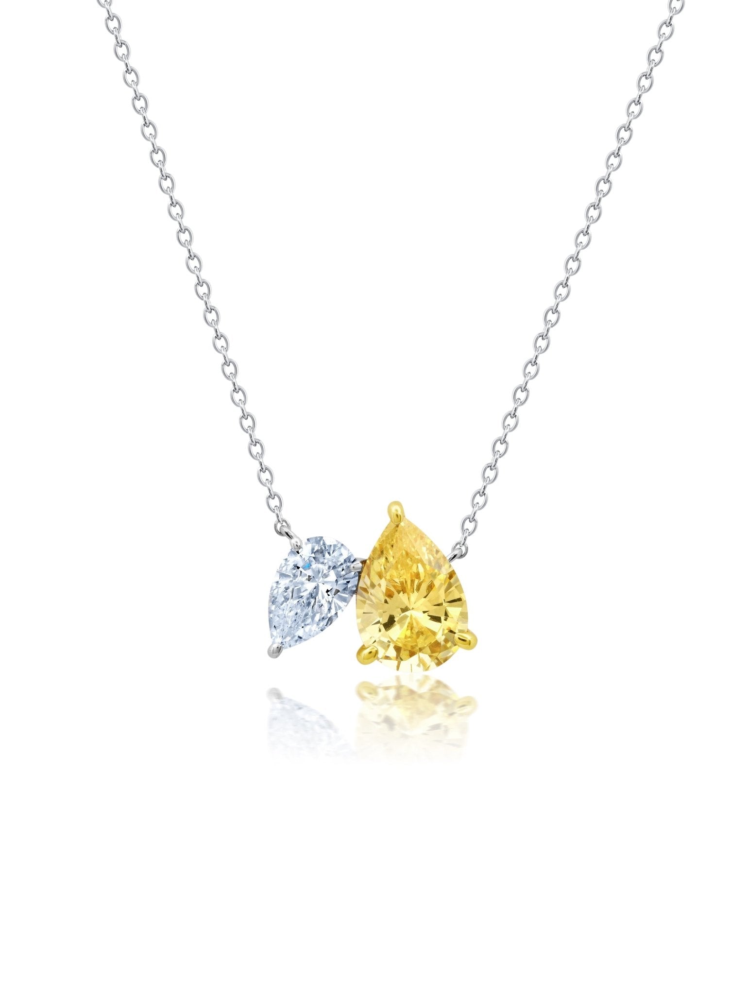 Canary And Clear Pear Cut Necklace - CRISLU