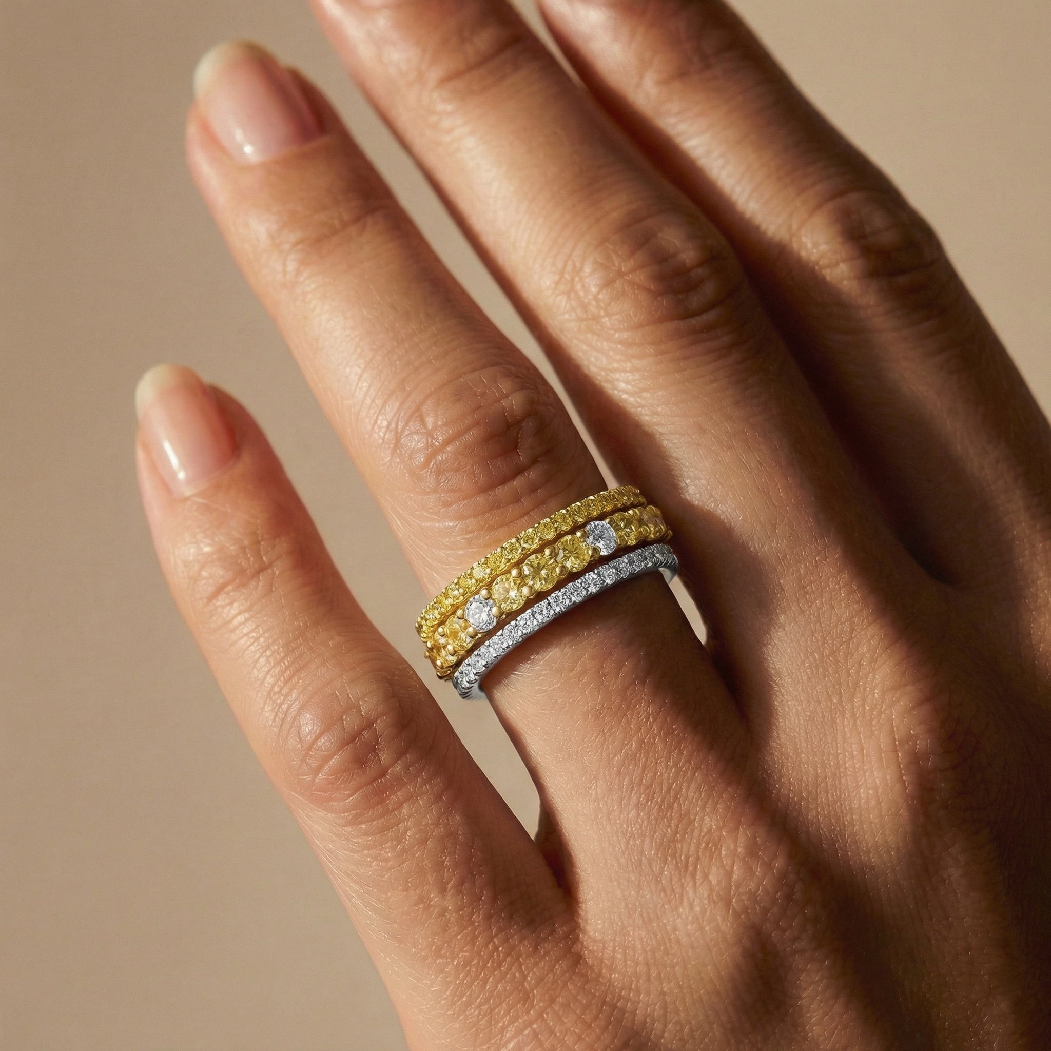 Canary and Clear Ring Stack - CRISLU