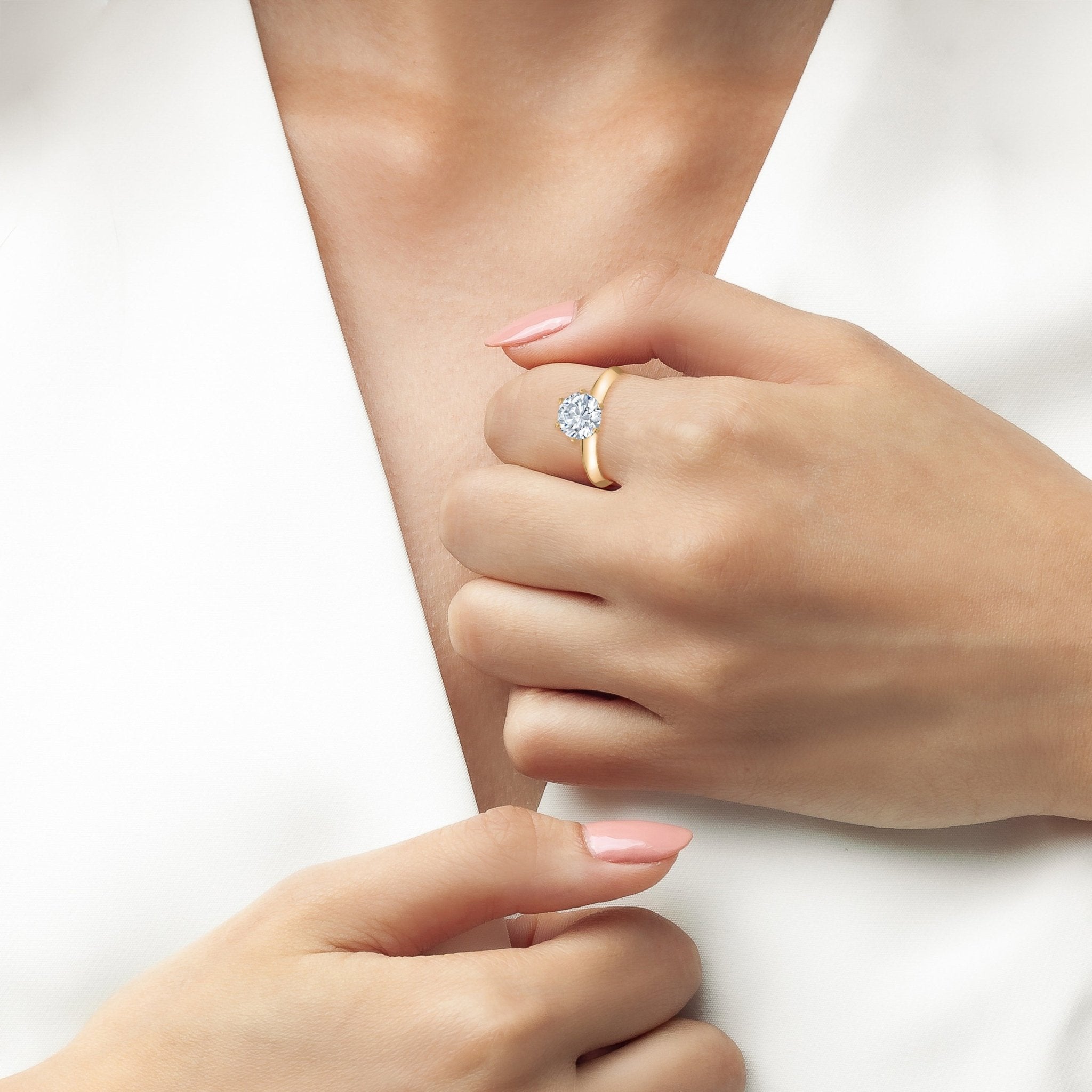 Classic Brilliant Solitaire Ring Finished in Gold - CRISLU