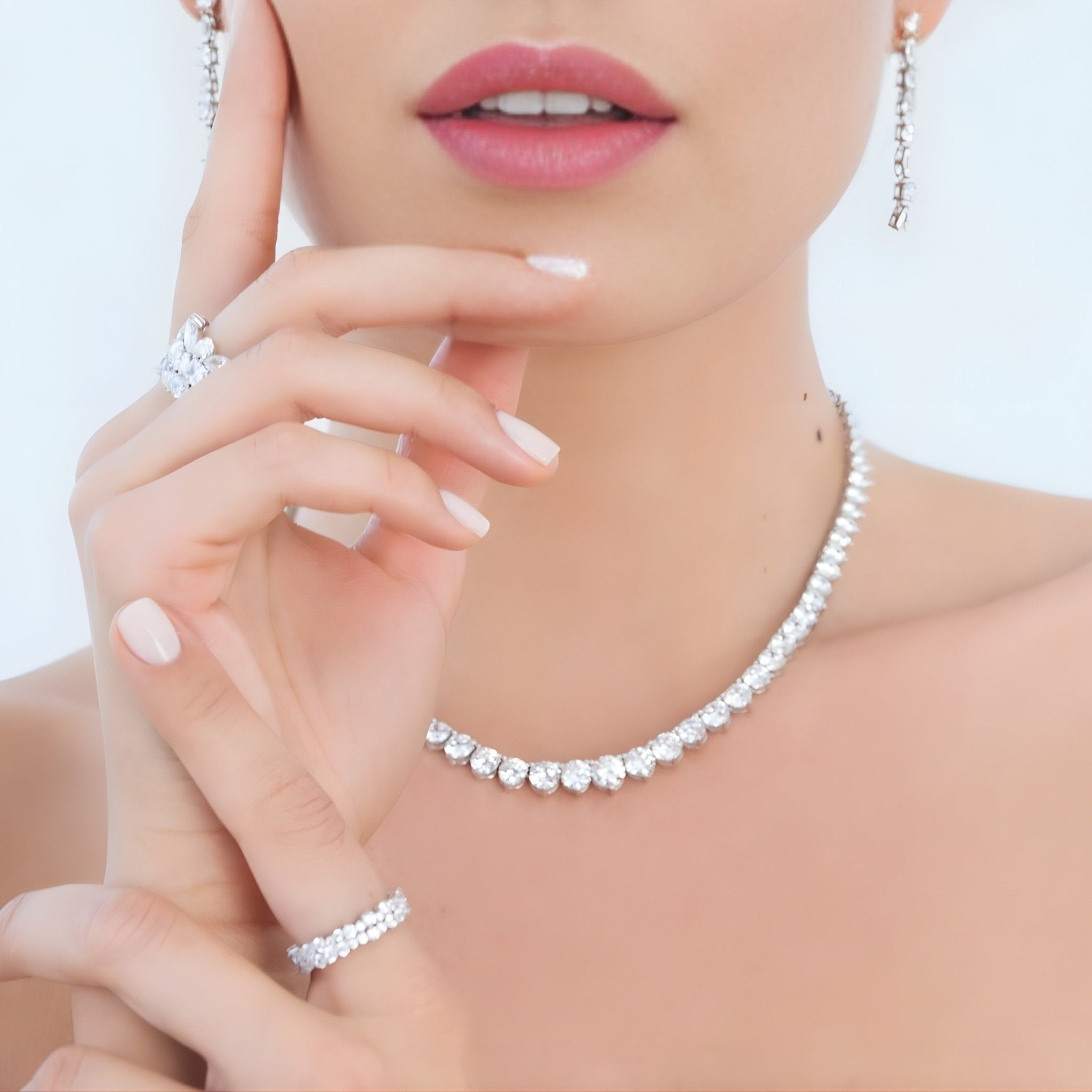 Classic Graduated Tennis Necklace Finished in Platinum - CRISLU