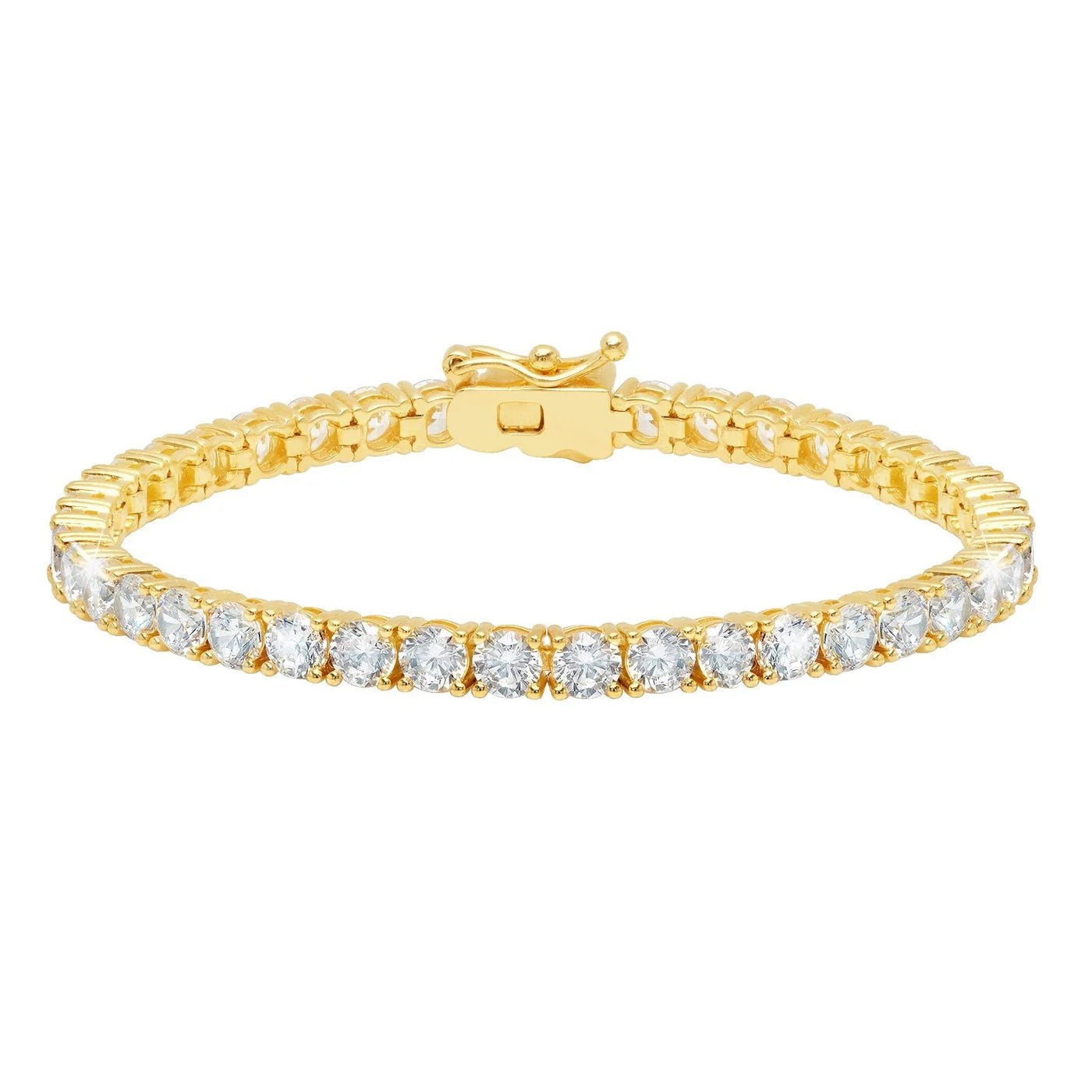 4mm Mens Brilliant Cut Tennis Bracelet Finished in Gold