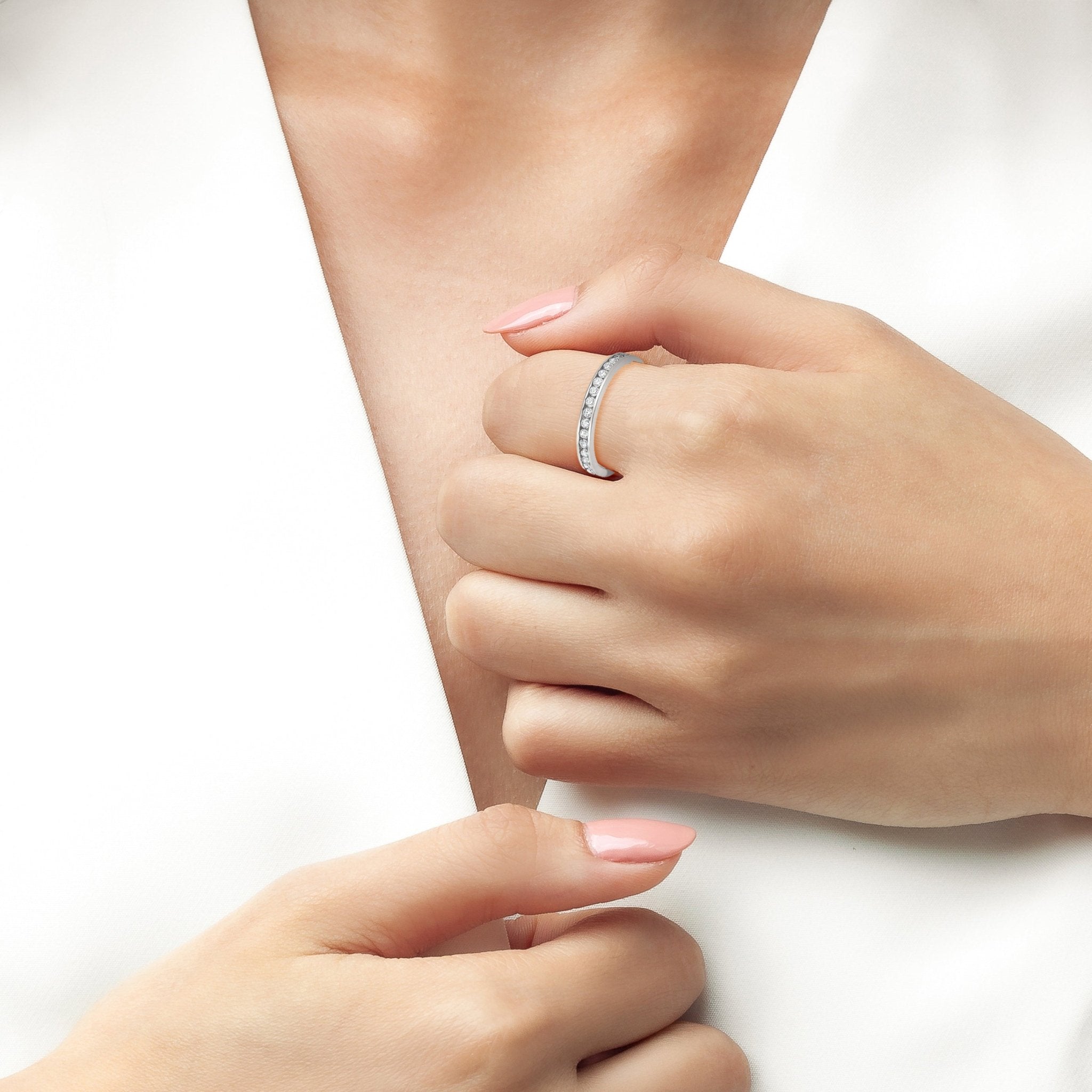 Classic Thin Eternity Band Finished in Platinum - CRISLU