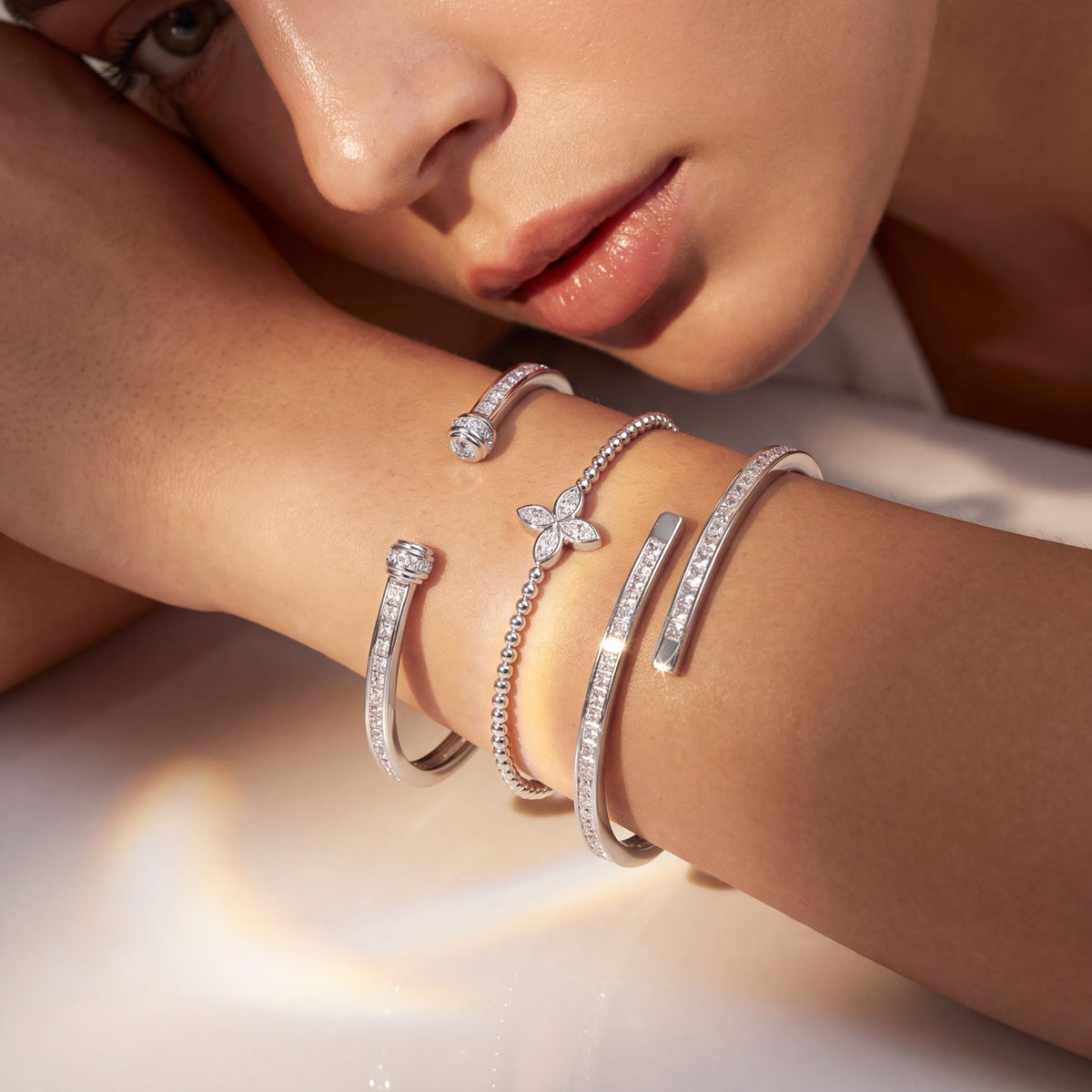 Contour Pavé Open Cuff Bangle - CRISLU