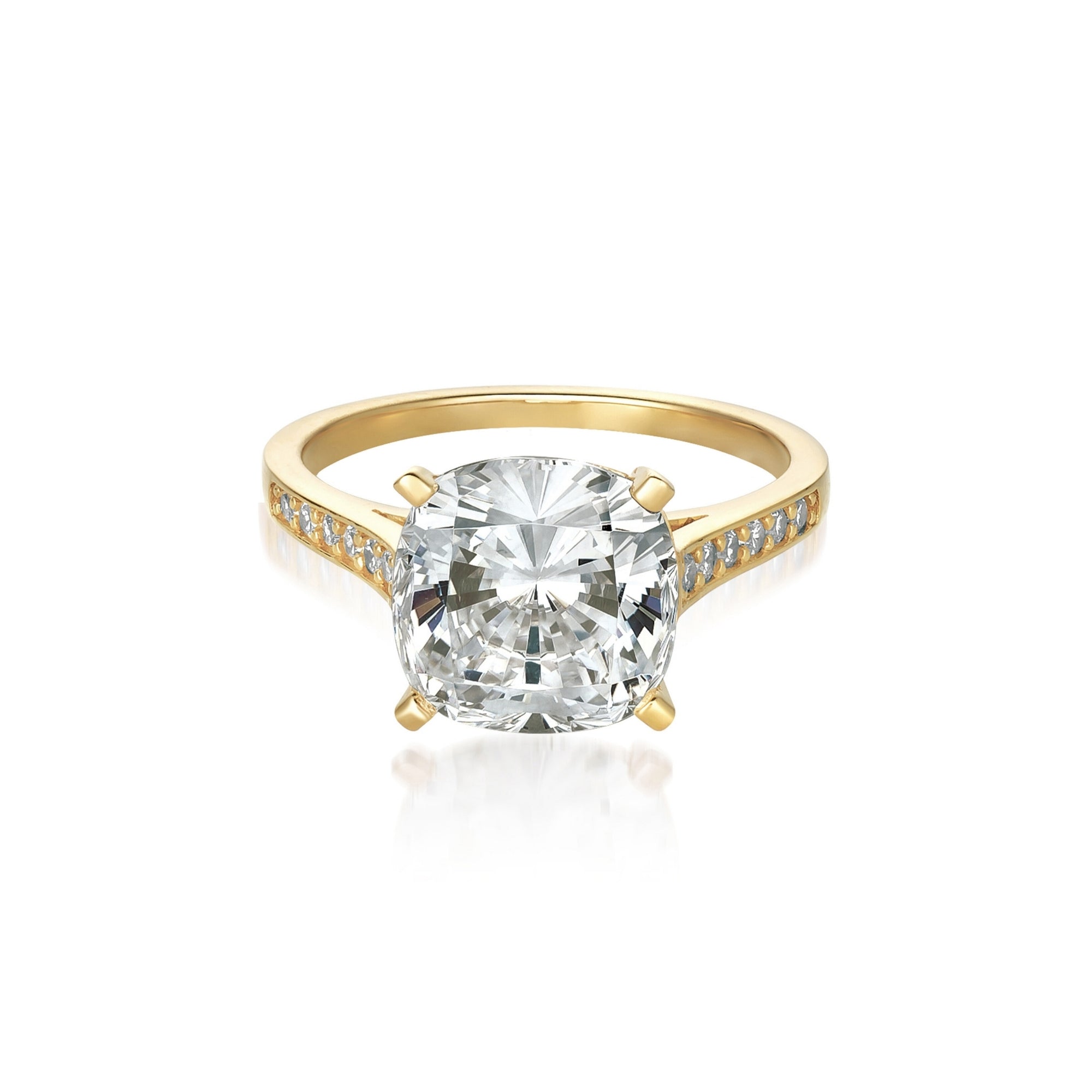 Cushion Cut Ring Finished in Gold - CRISLU