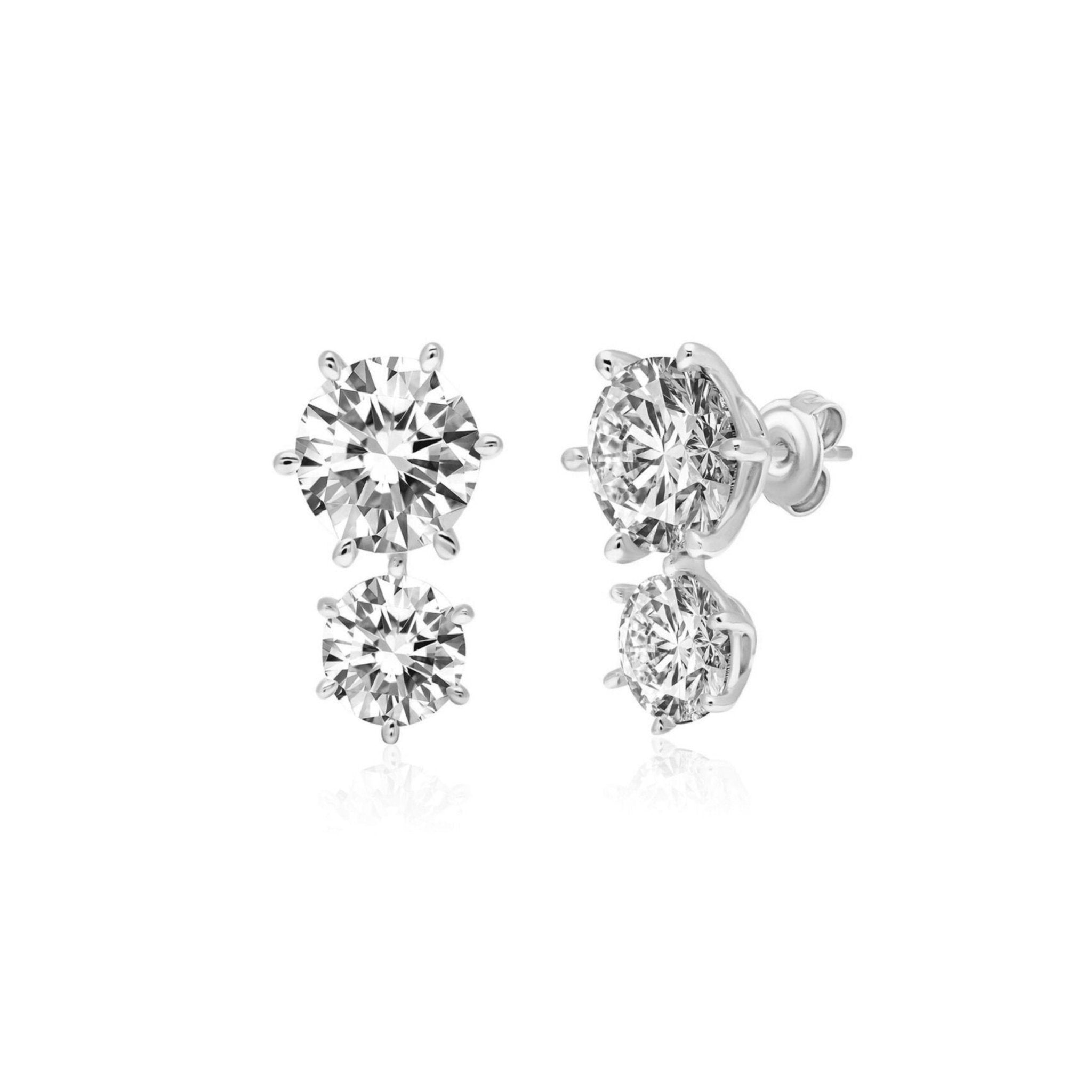 Double Brilliant Earrings Finished in Platinum - CRISLU