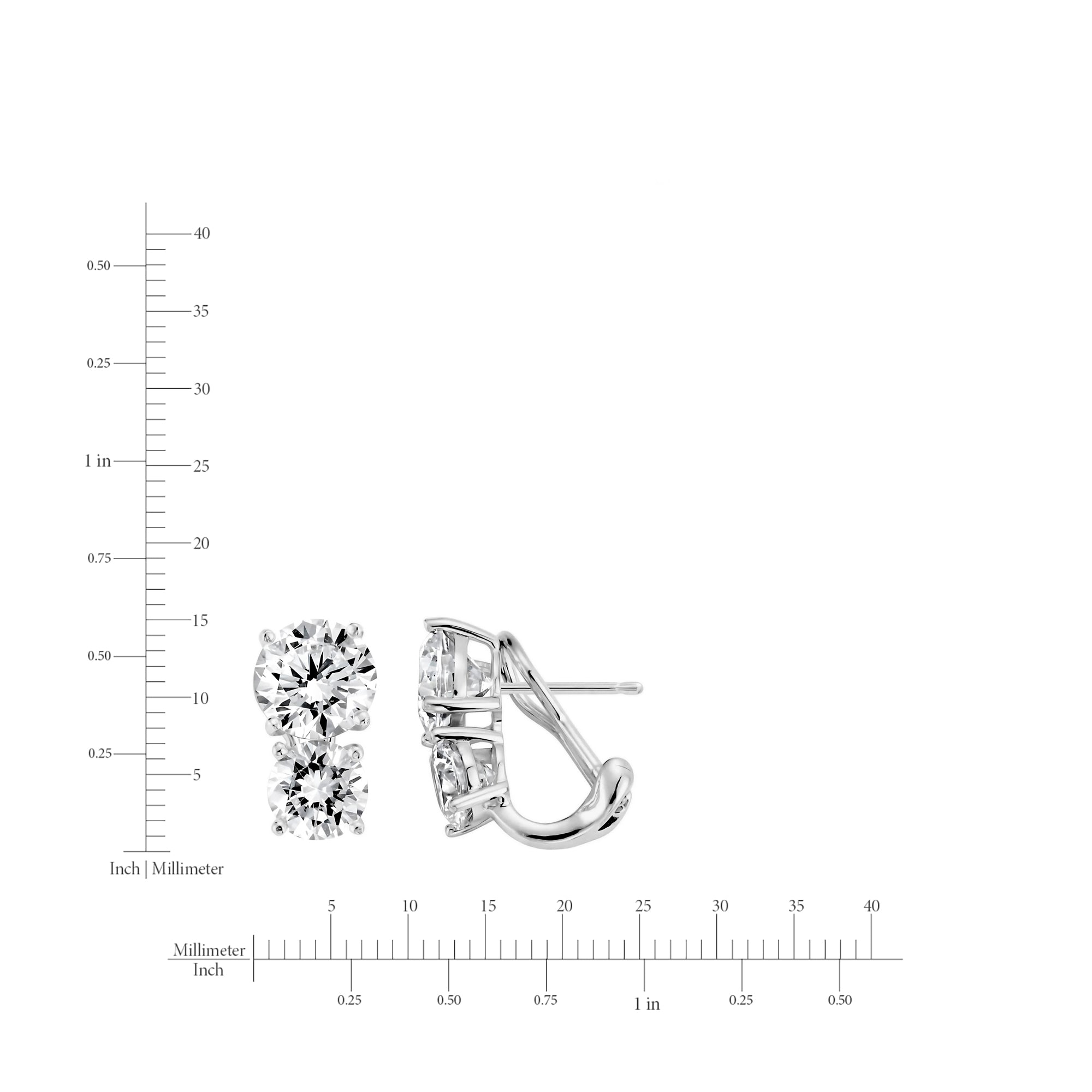 Double Post Earrings Finished in Platinum - CRISLU