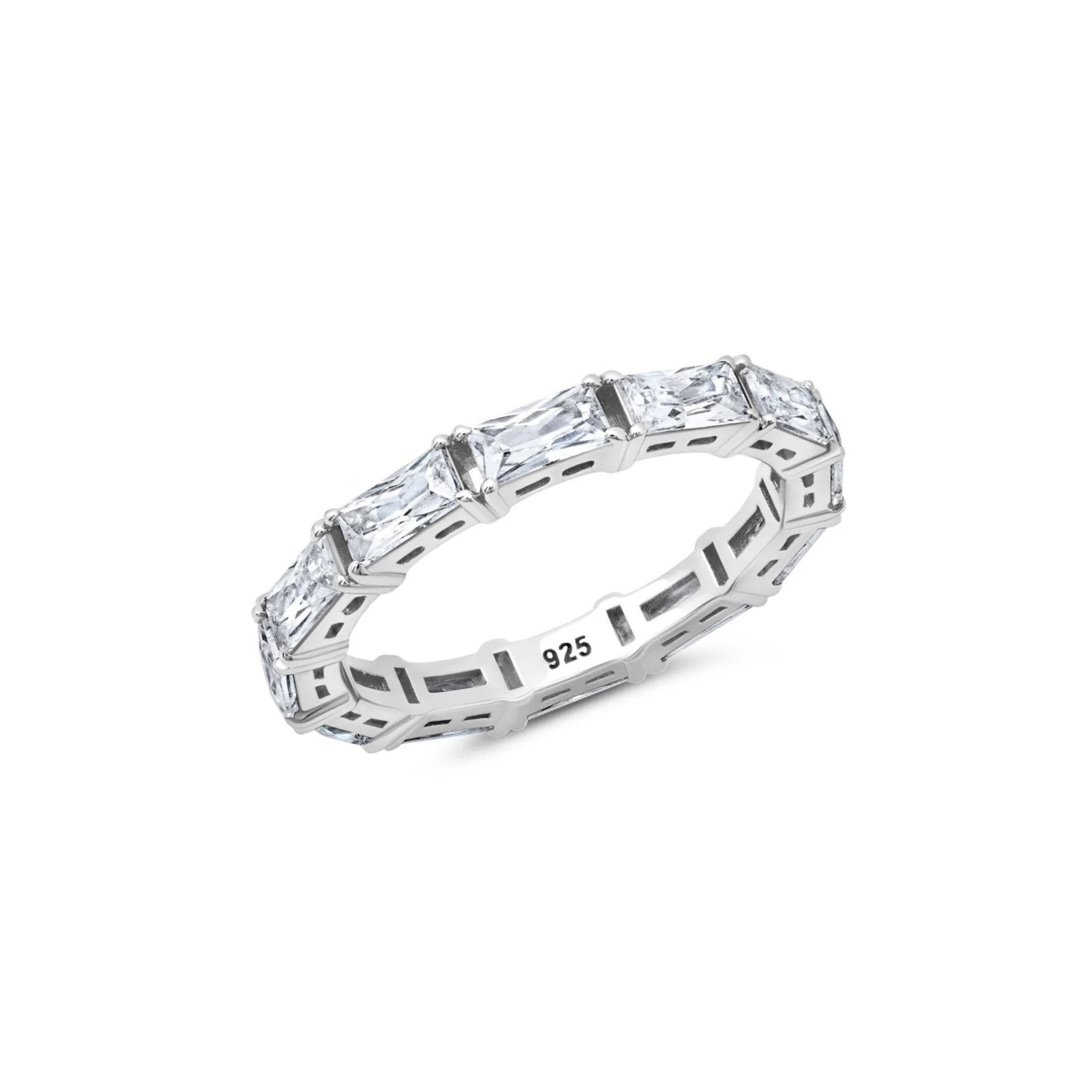 East West Baguette Eternity Ring Finished in Platinum - CRISLU