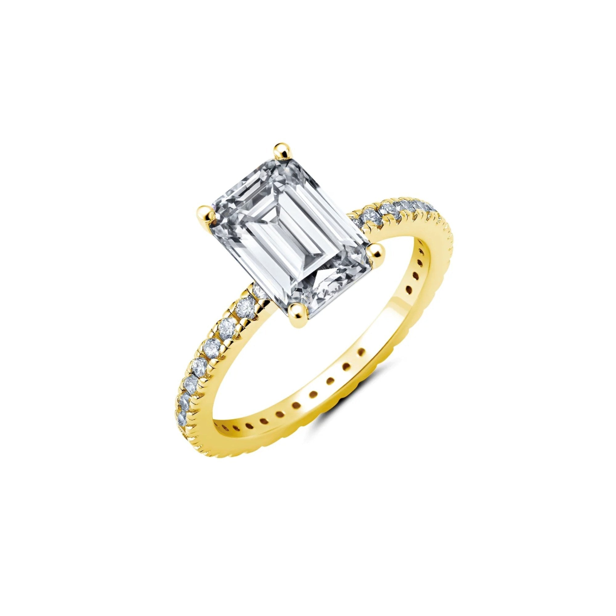Emerald Step Cut Engagement Ring - CRISLU