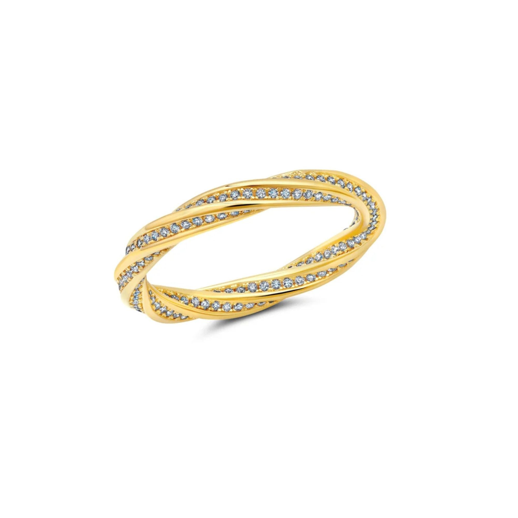 Entwined Interlacing Pave Thin Eternity Band Ring - CRISLU