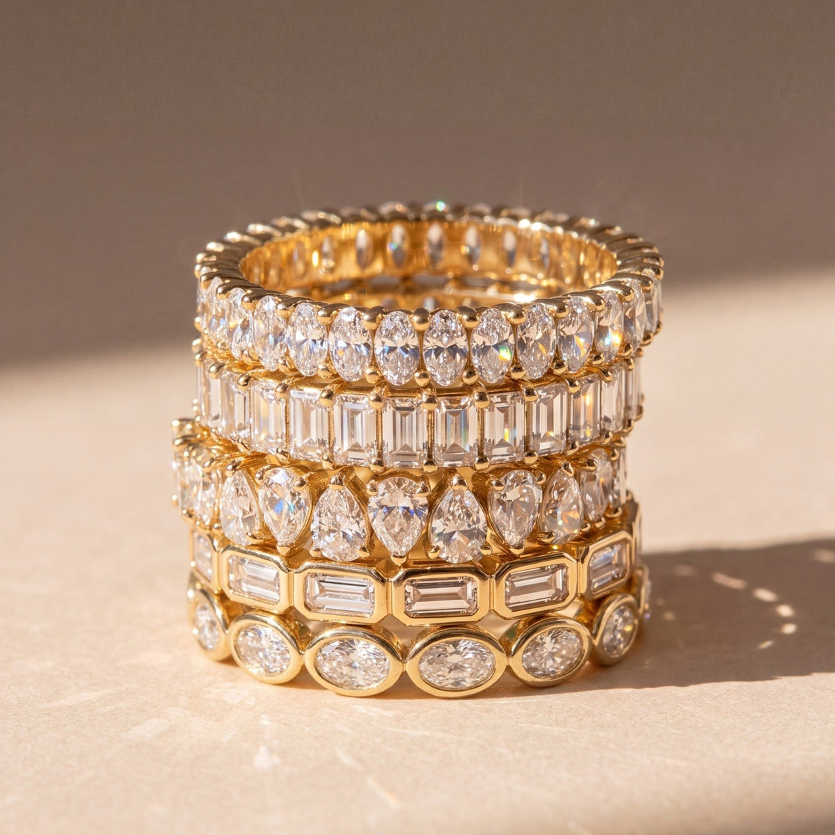 Eterna Pear Bezel Eternity Band - CRISLU