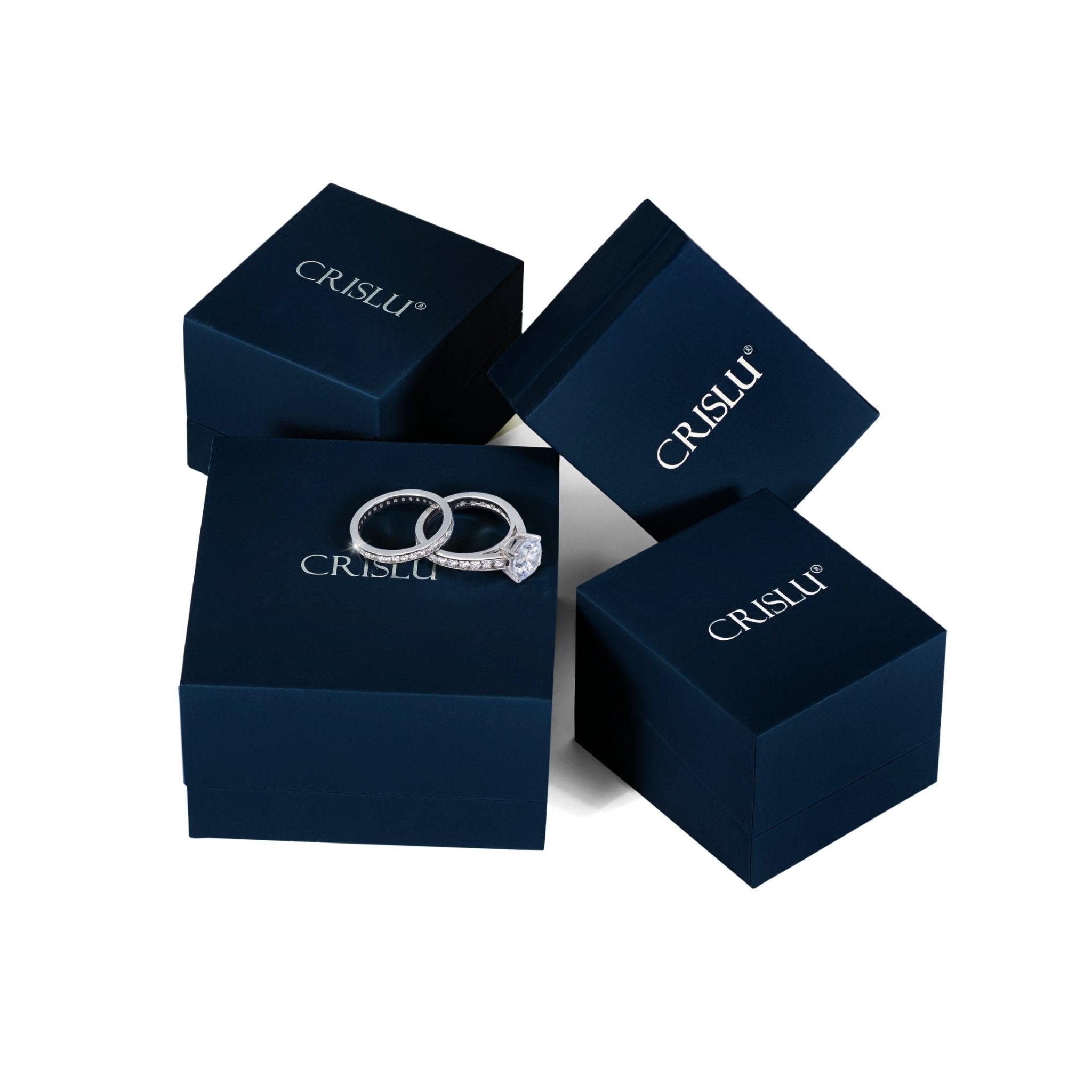 Evermore Bezel Halo Princess Solitaire Ring Finished in Platinum - CRISLU