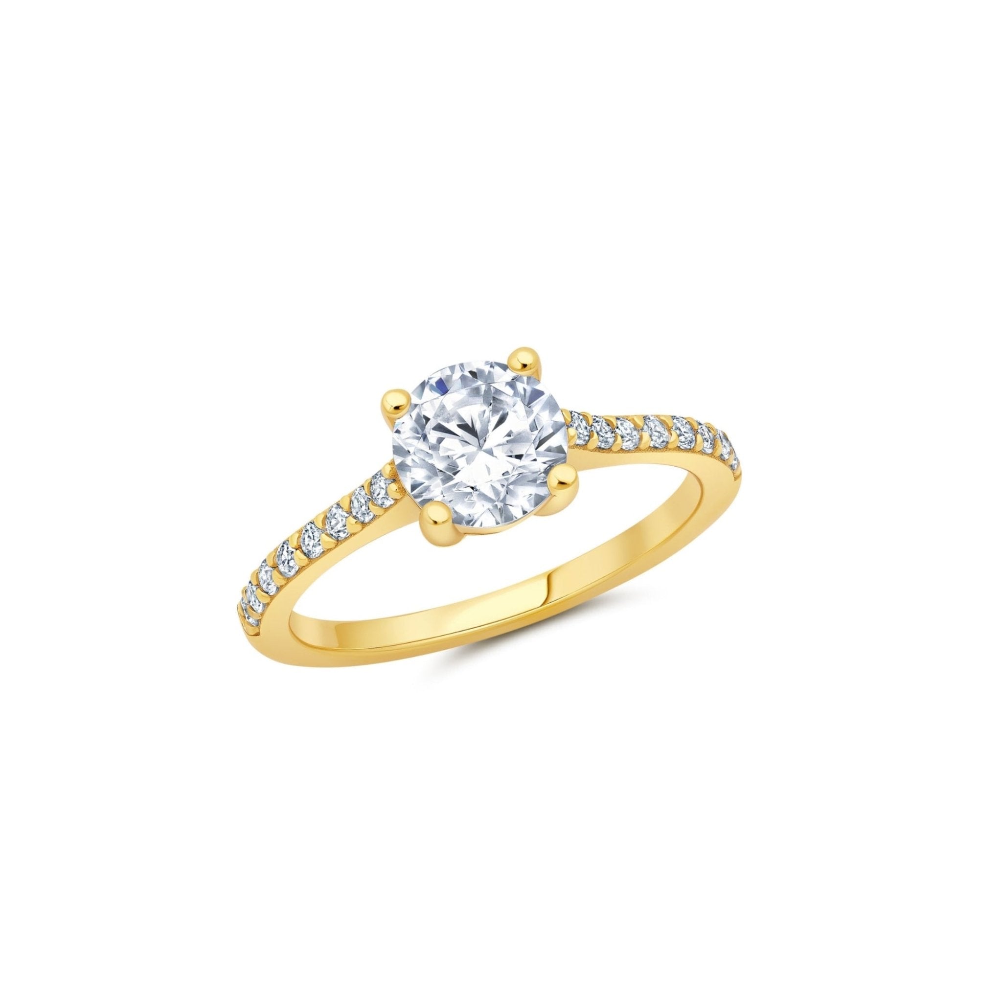Evermore Brilliant & Pave 1.5ct Solitaire Ring Finished in Gold - CRISLU