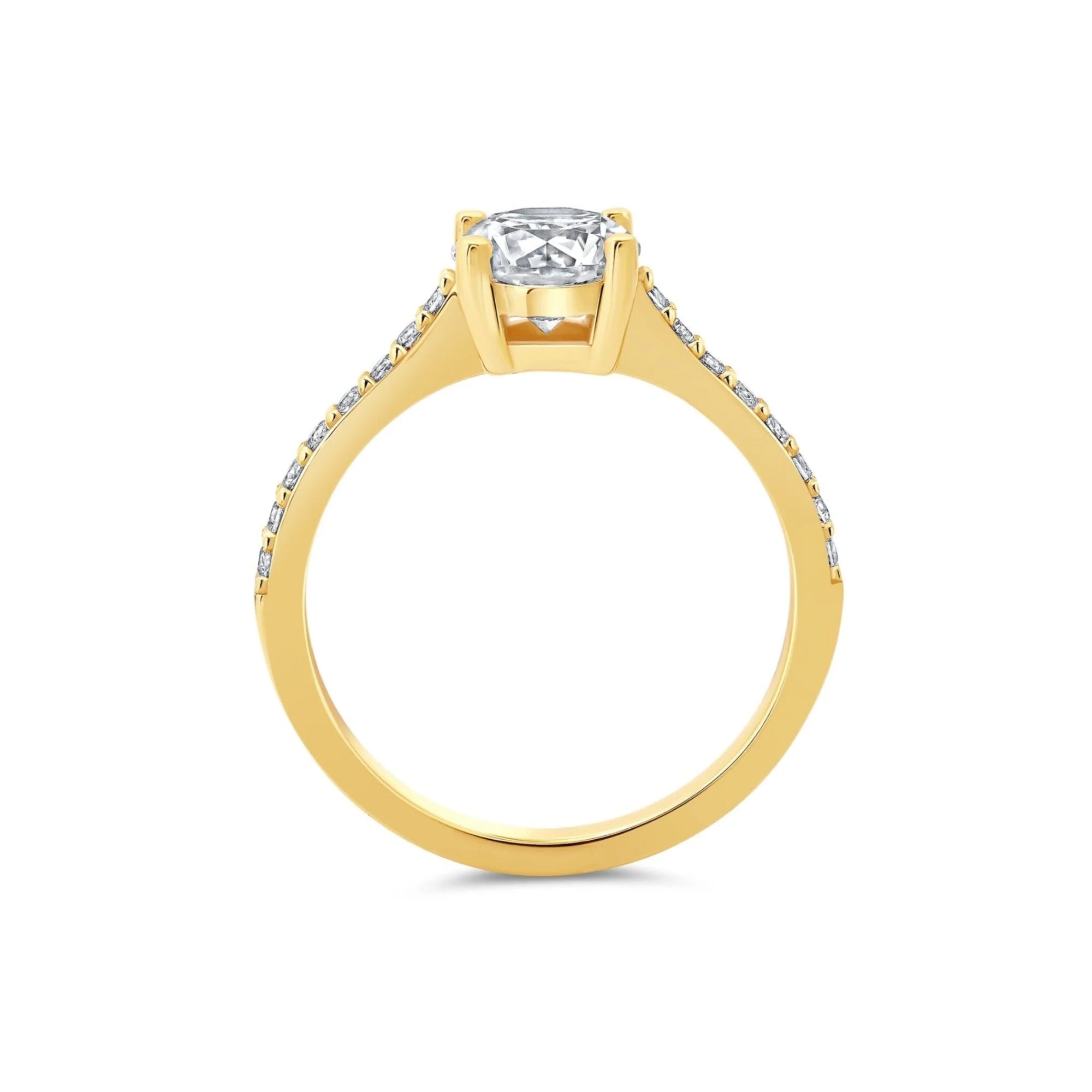 Evermore Brilliant & Pave 1.5ct Solitaire Ring Finished in Gold - CRISLU